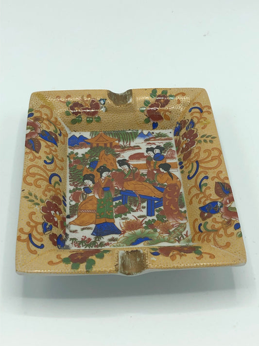 Vintage Ceramic Ashtray with Asia Scene