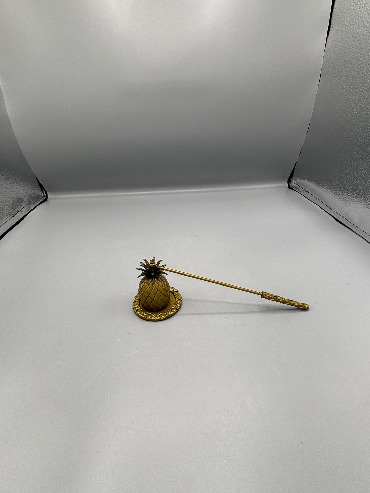 Vintage Brass Pineapple candle snuffer with plate