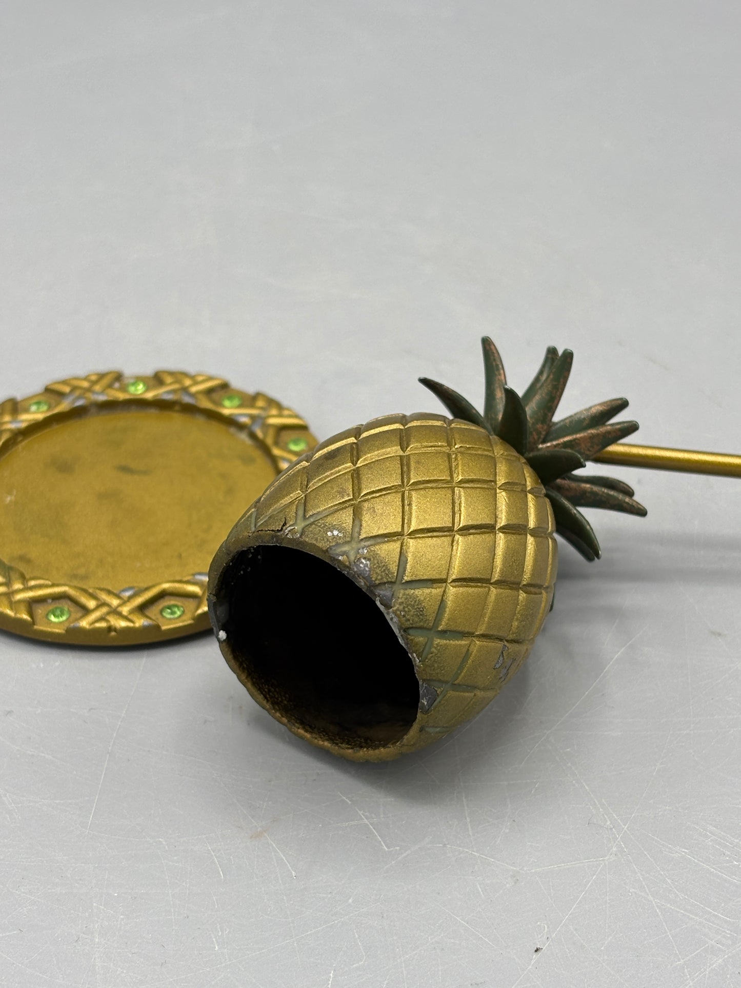 Vintage Brass Pineapple candle snuffer with plate