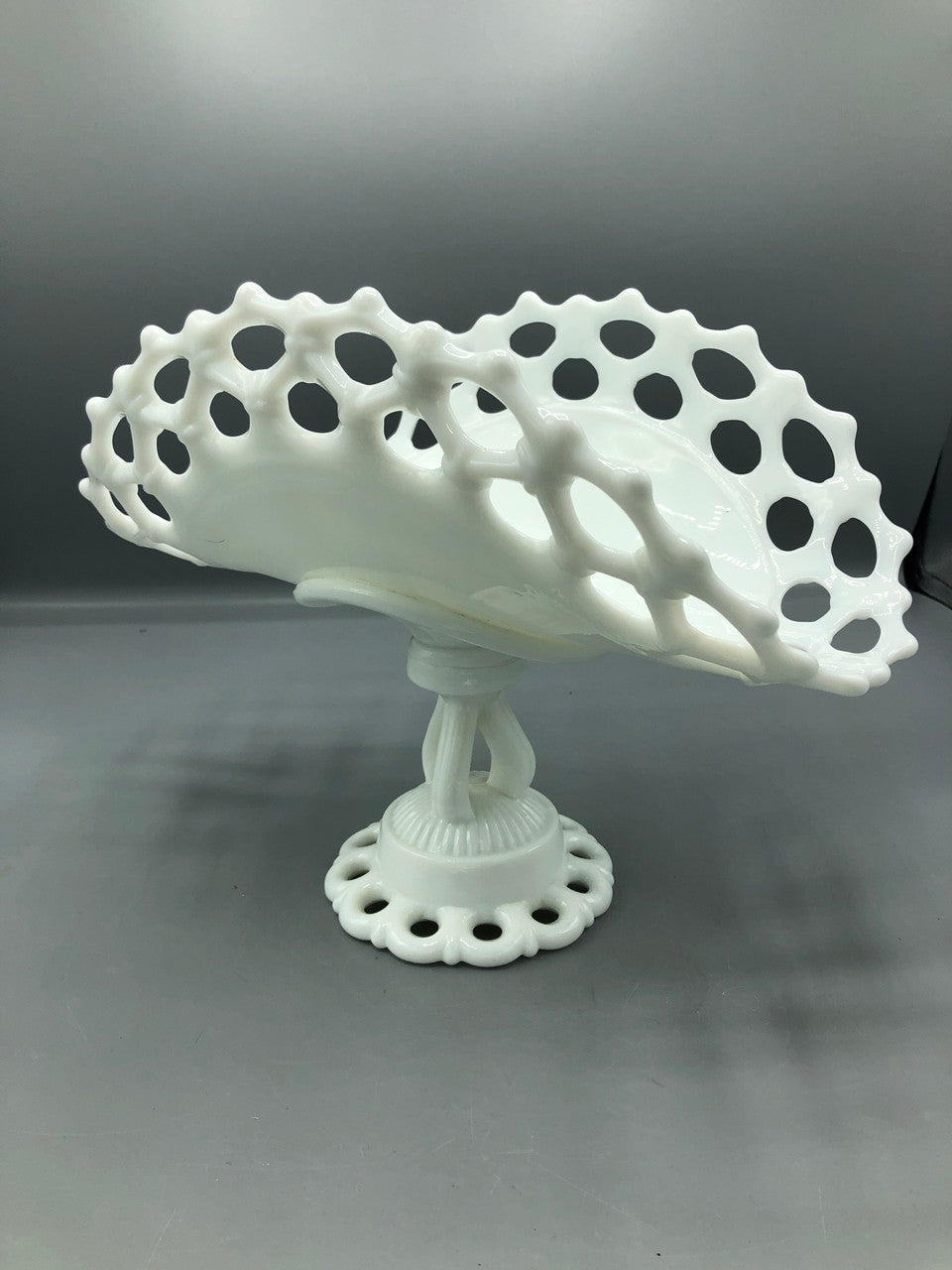 Westmoreland Milk Glass Lattice Pedestal Fruit/Napkin Bowl