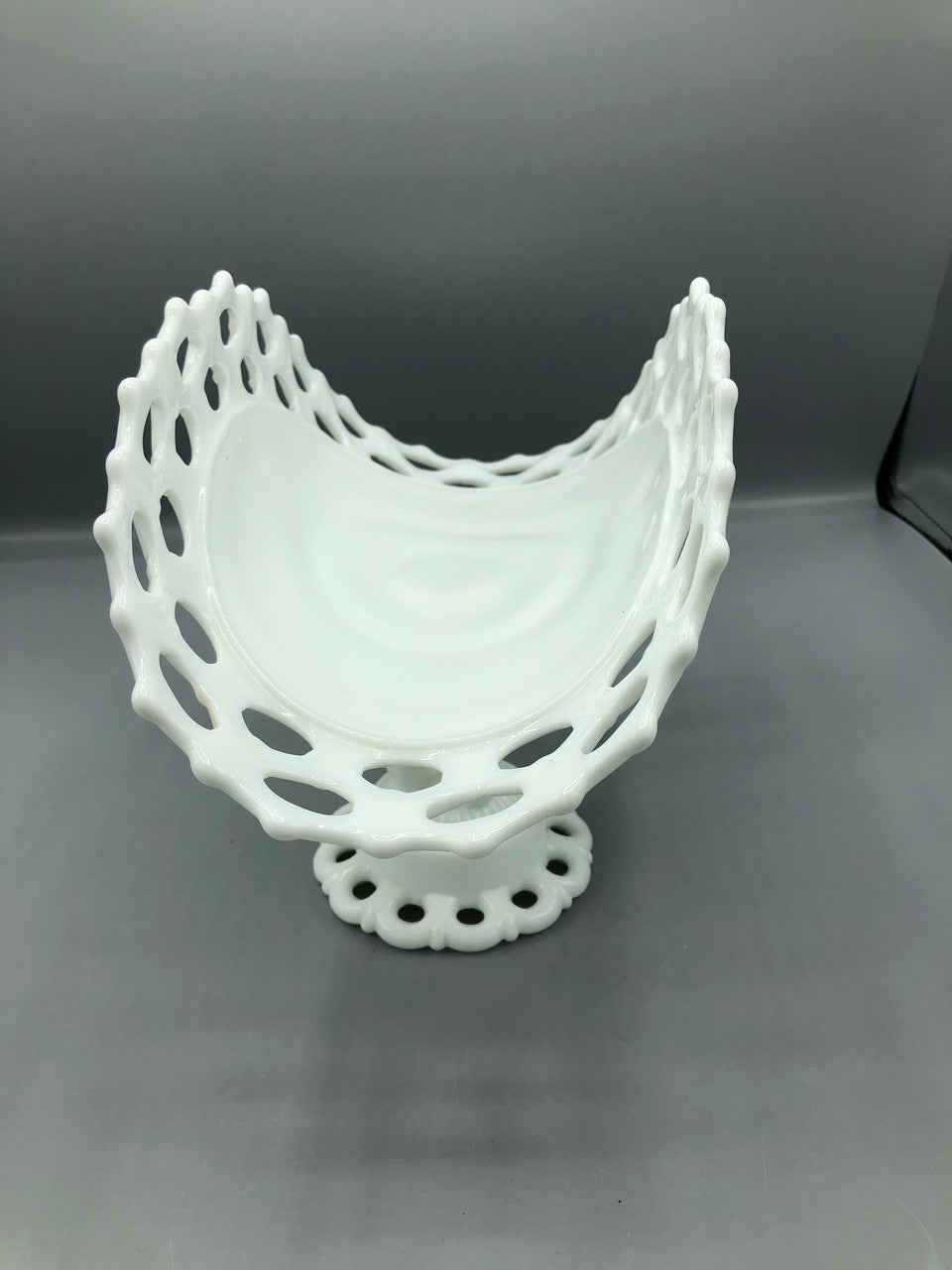 Westmoreland Milk Glass Lattice Pedestal Fruit/Napkin Bowl