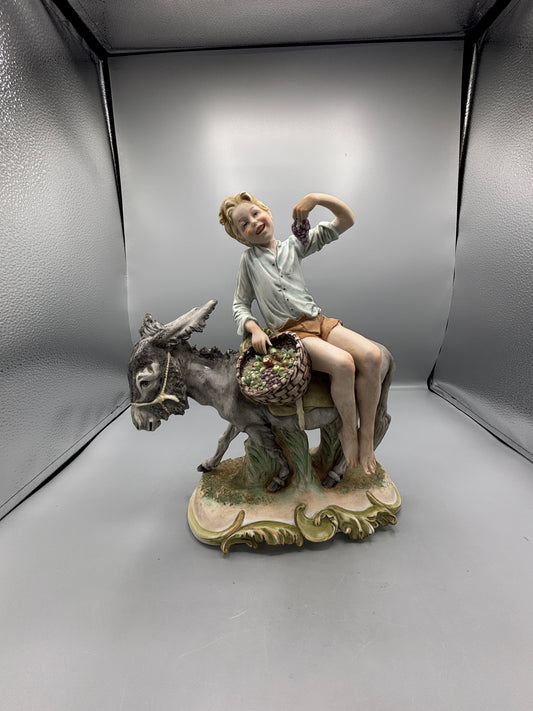 Vintage Capodimonte " Boy on Donkey"