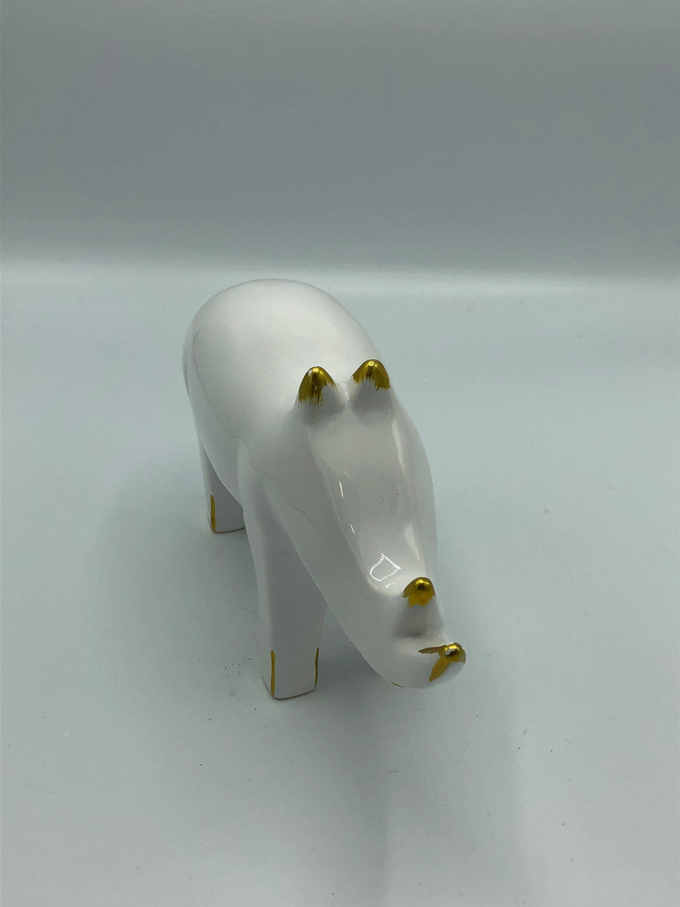 White & Gold Rhino Figurine