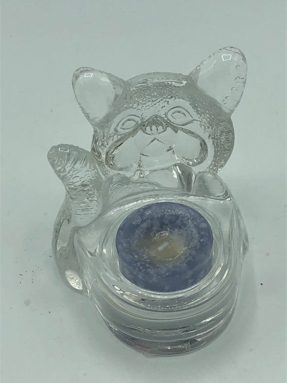 Vintage glass cat votive holder