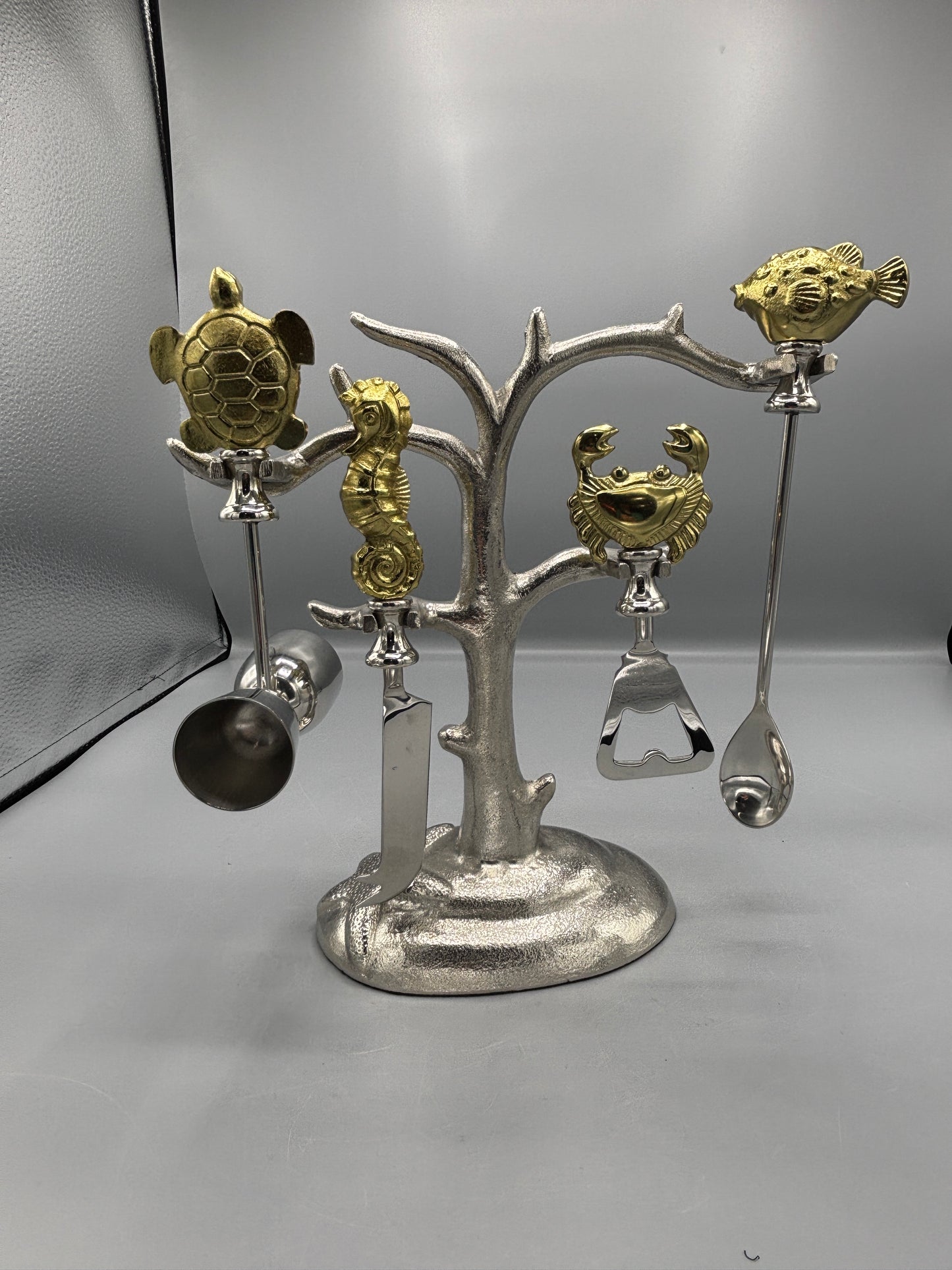 Godinger Sea of Life 5 piece bar set
