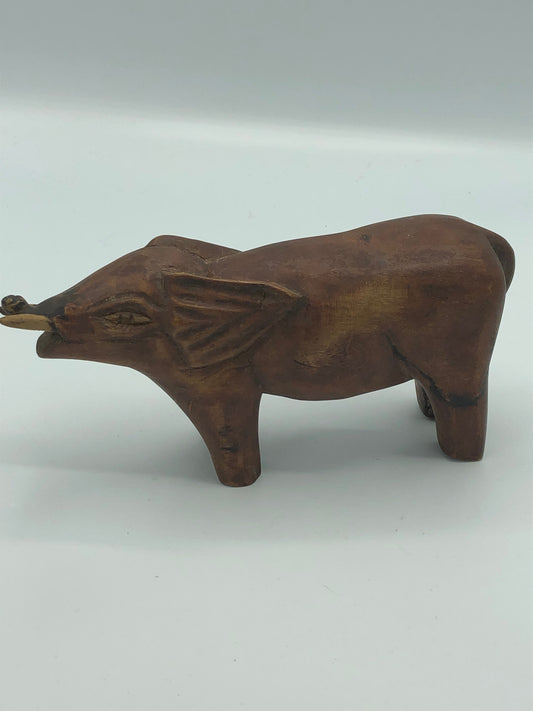 Hand Carved Wooden Pig