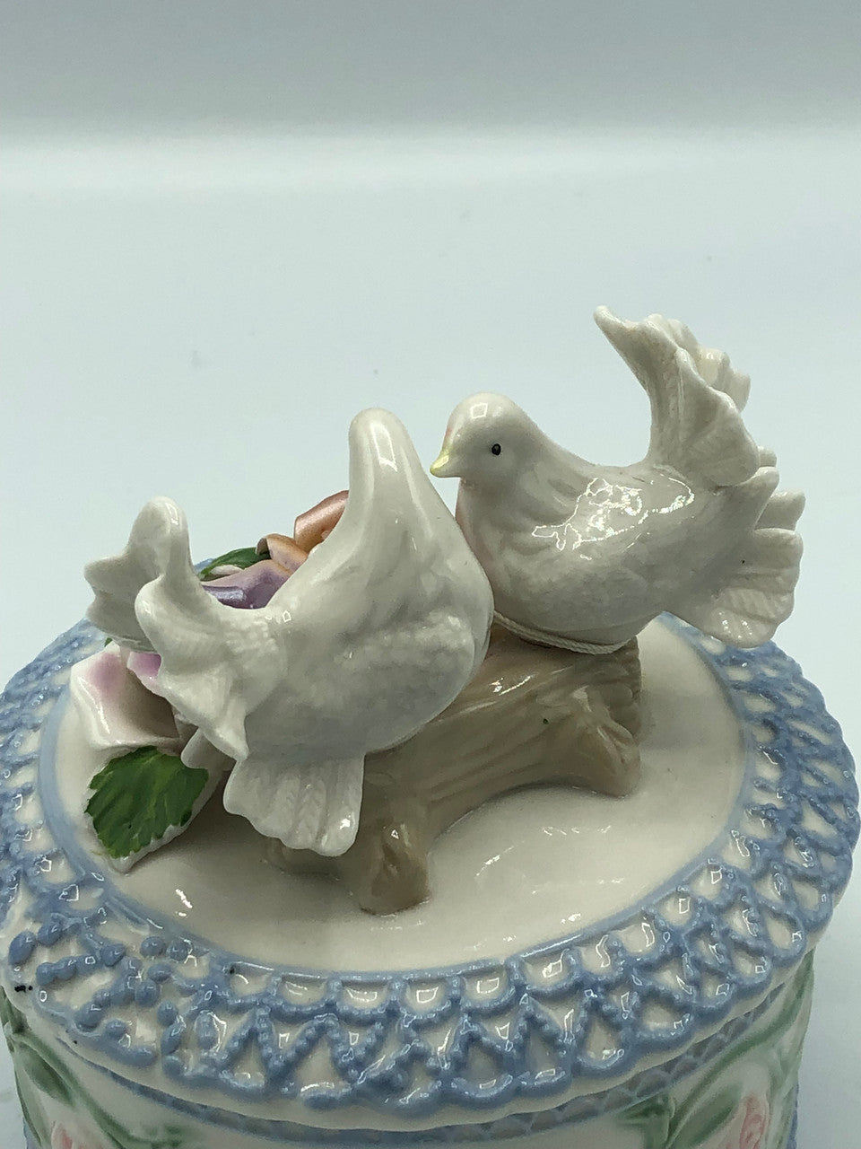 Vintage Dove Floral Trinket Box