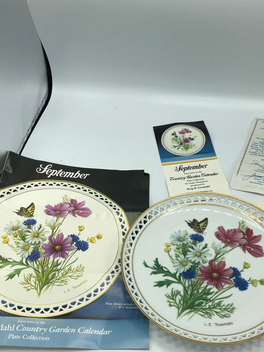 LE Thompson Floral Plate with paperwork