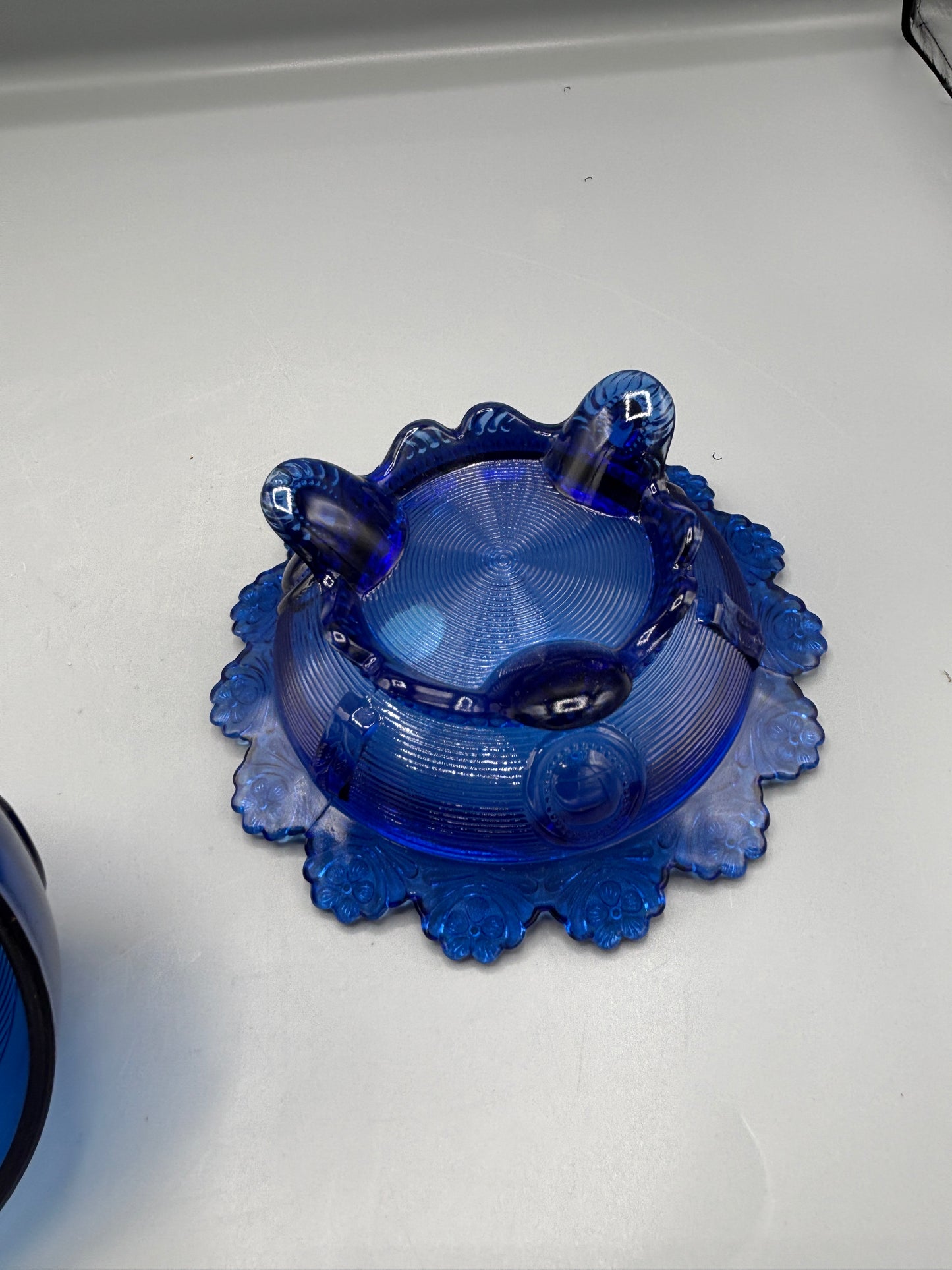 Vintage Imperial Cobalt Blue foot lidded dish