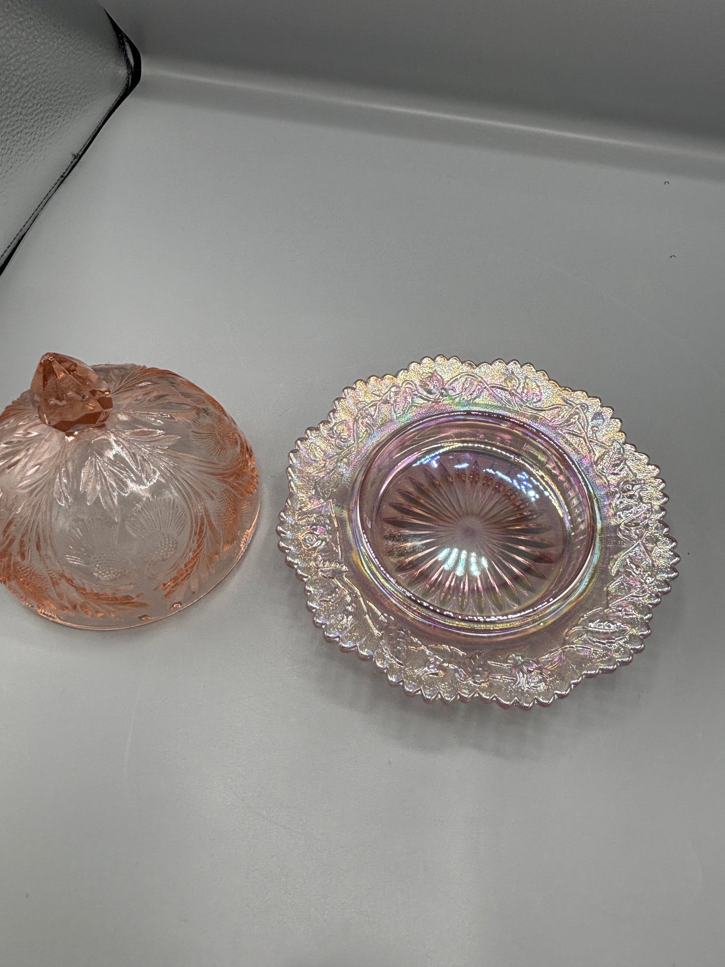 Vintage Mosser Rose Pink thistle cover butterdish