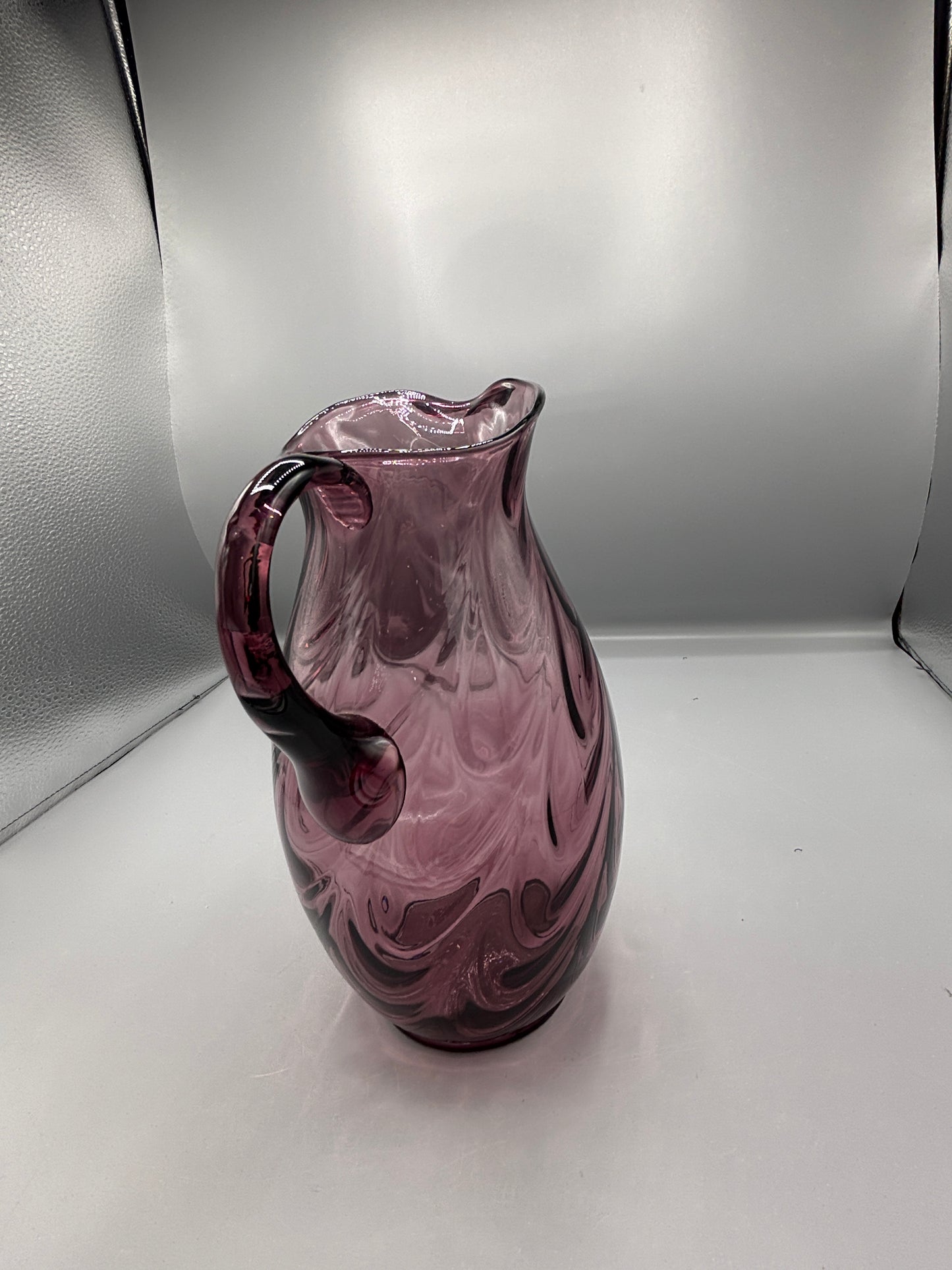 Vintage Fenton Amethyst Swirled Feather pitcher