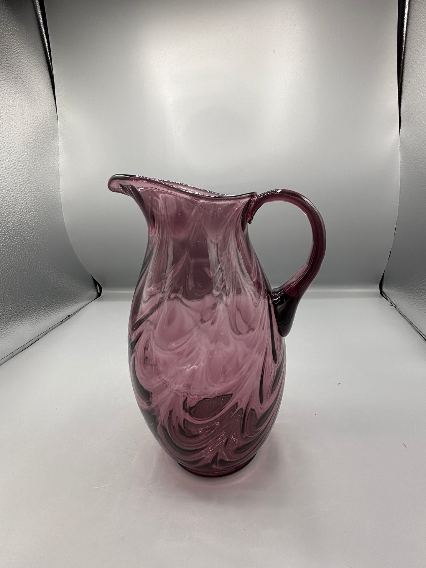 Vintage Fenton Amethyst Swirled Feather pitcher