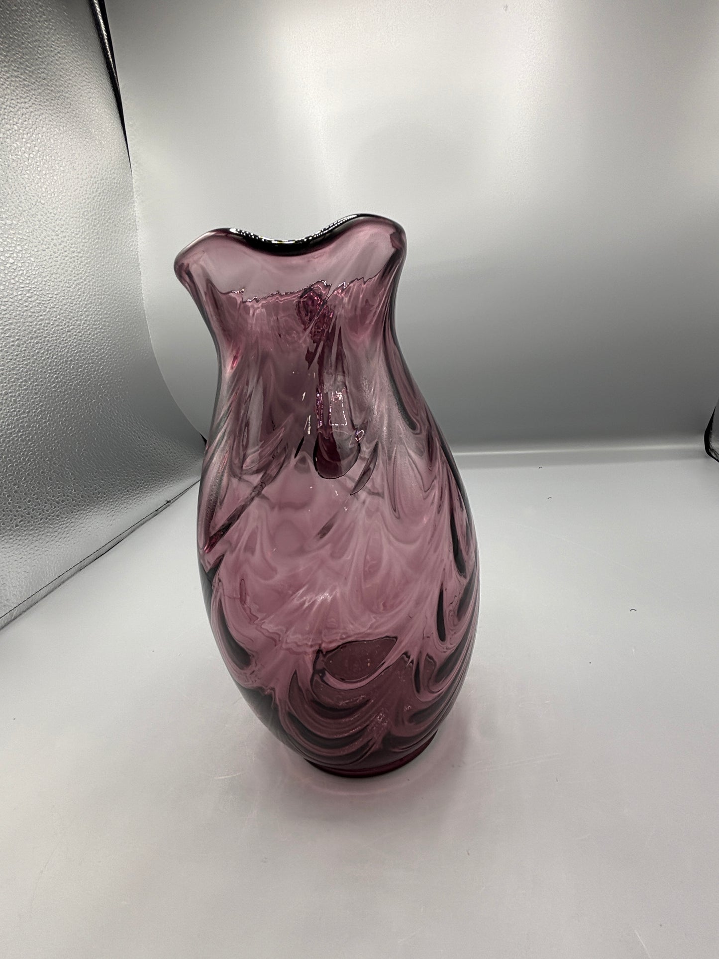 Vintage Fenton Amethyst Swirled Feather pitcher