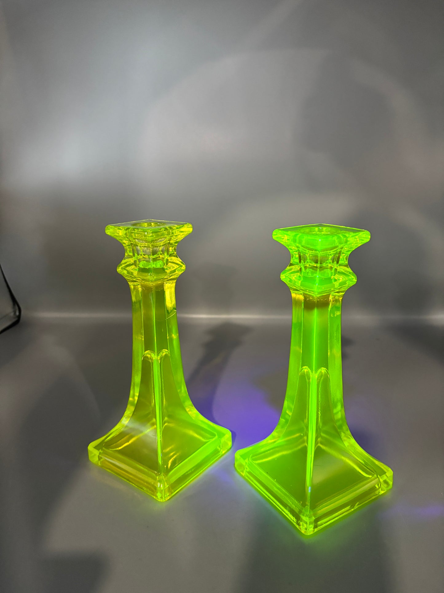 Pair of Vaseline Candlesticks