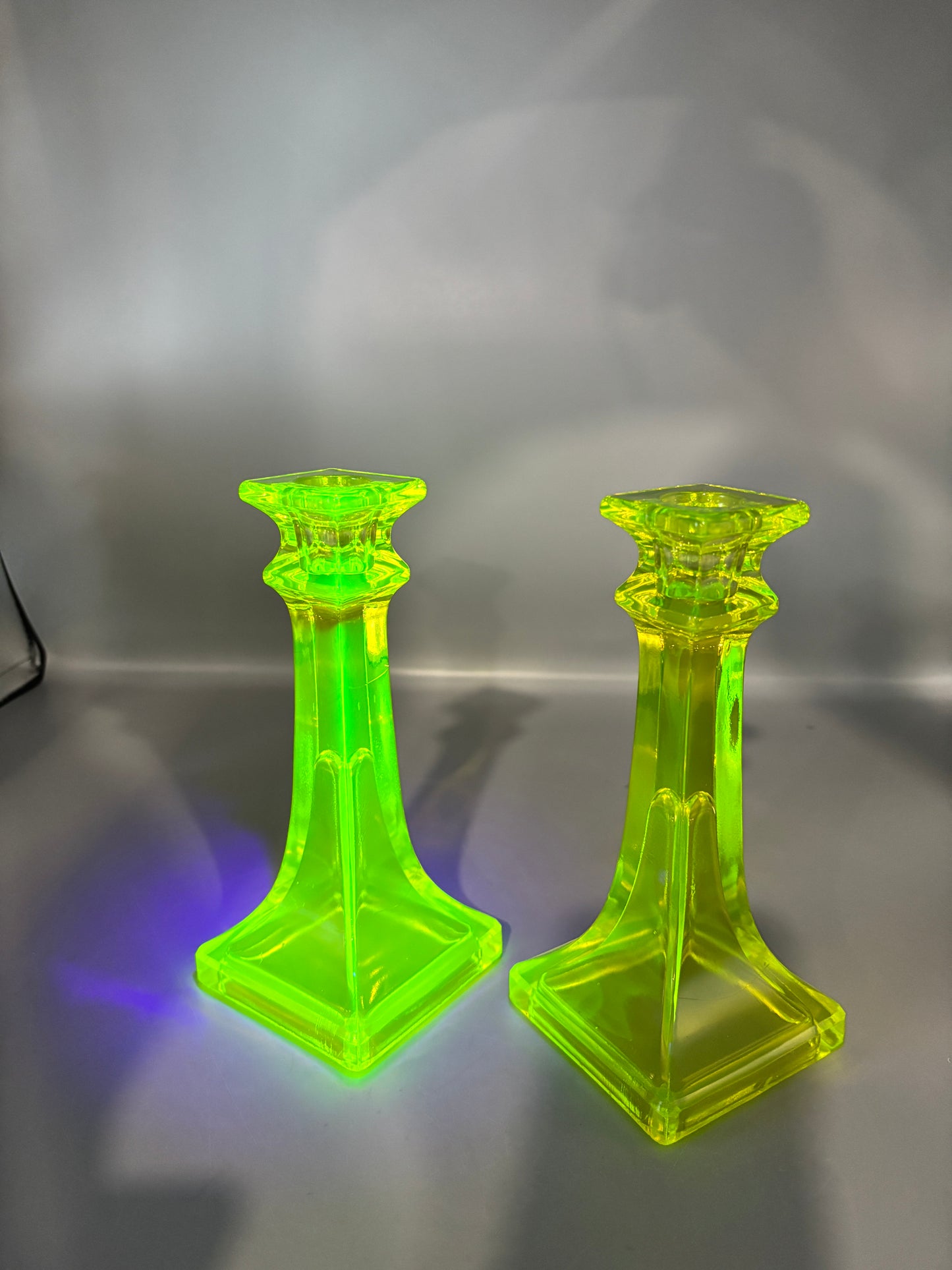 Pair of Vaseline Candlesticks