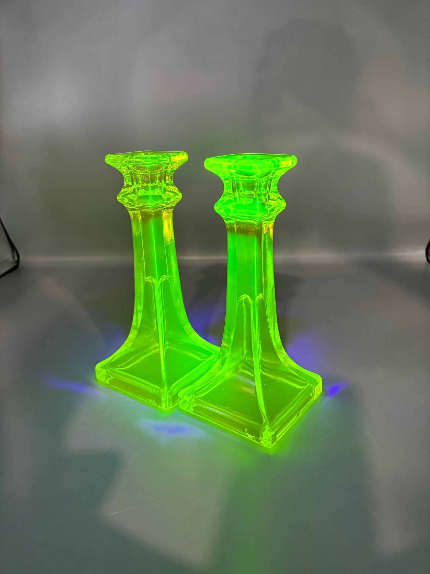 Pair of Vaseline Candlesticks
