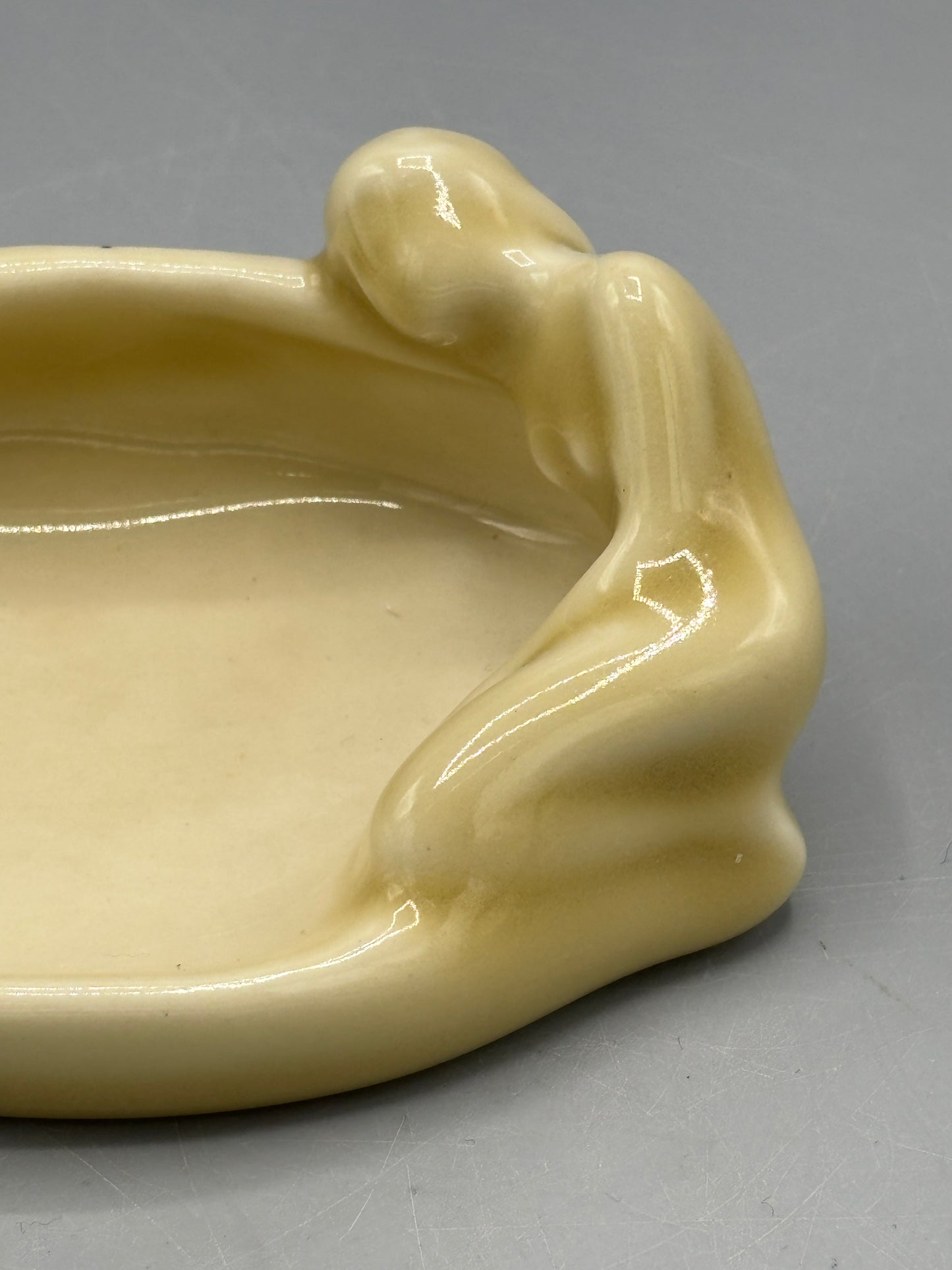 Vintage Rockwood pottery women figure nude tray