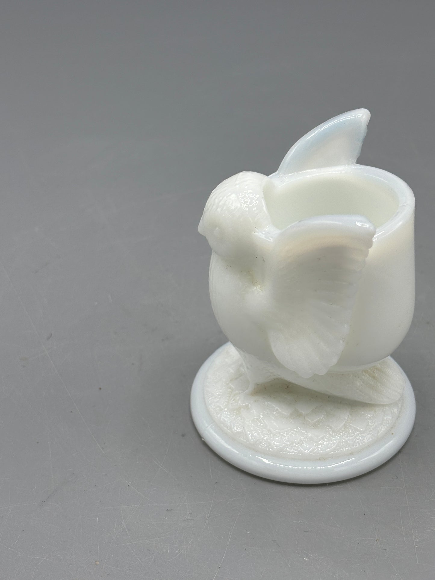 Vintage Westmoreland milk glass toothpick holder with owl