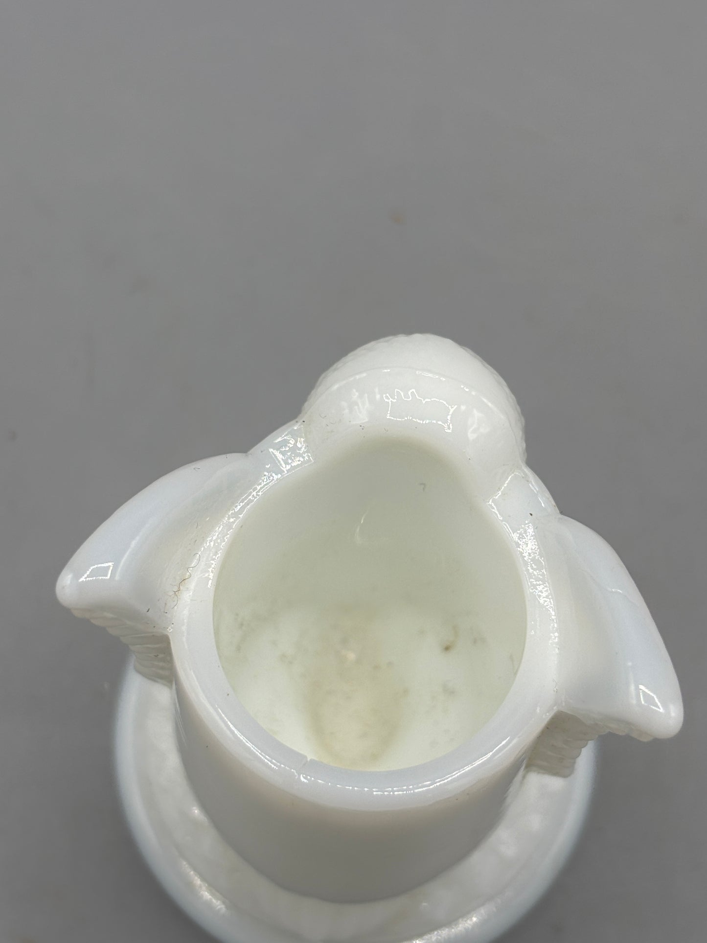 Vintage Westmoreland milk glass toothpick holder with owl