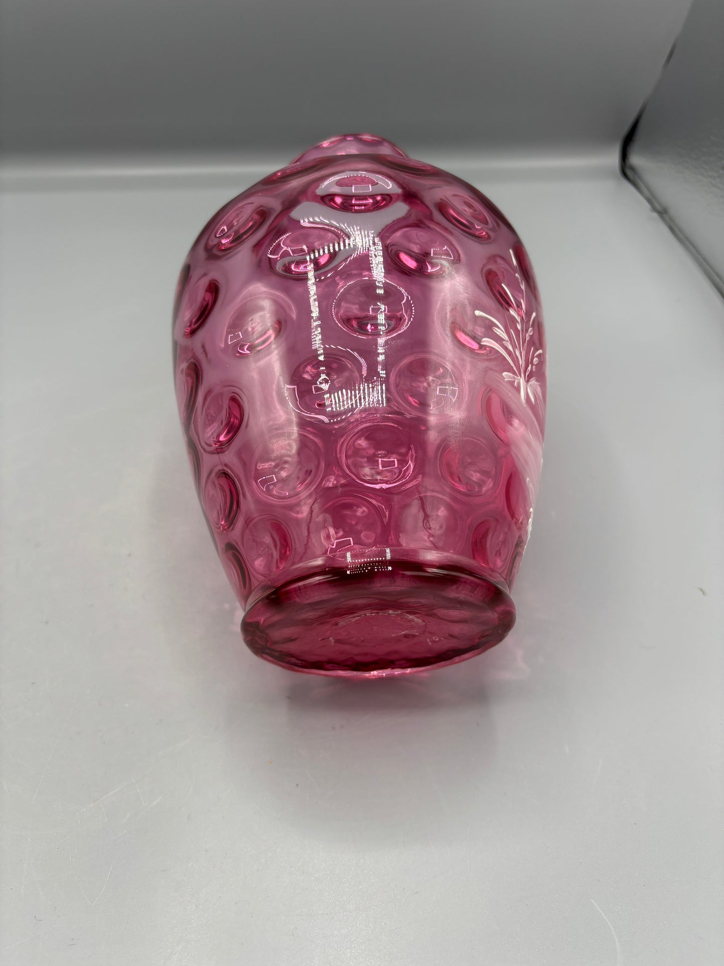 Vintage Fenton Mary Gregory Cranberry Coin Dot Vase