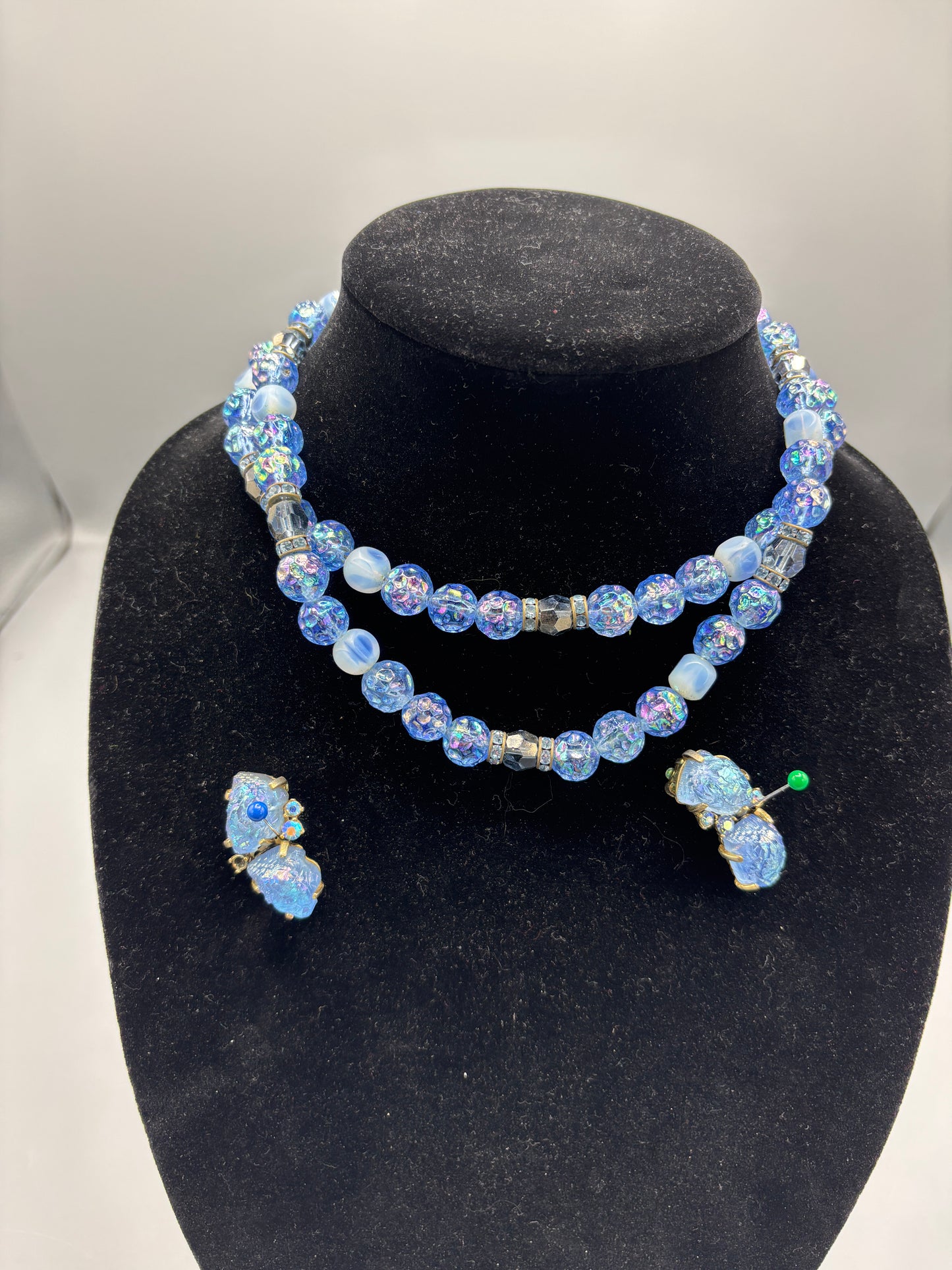 Vintage 60s Elsa Schiaparelli Opalescent Necklace & Clip on