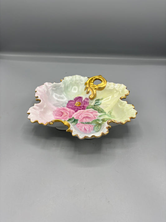 Vintage German pink Rose candy dish