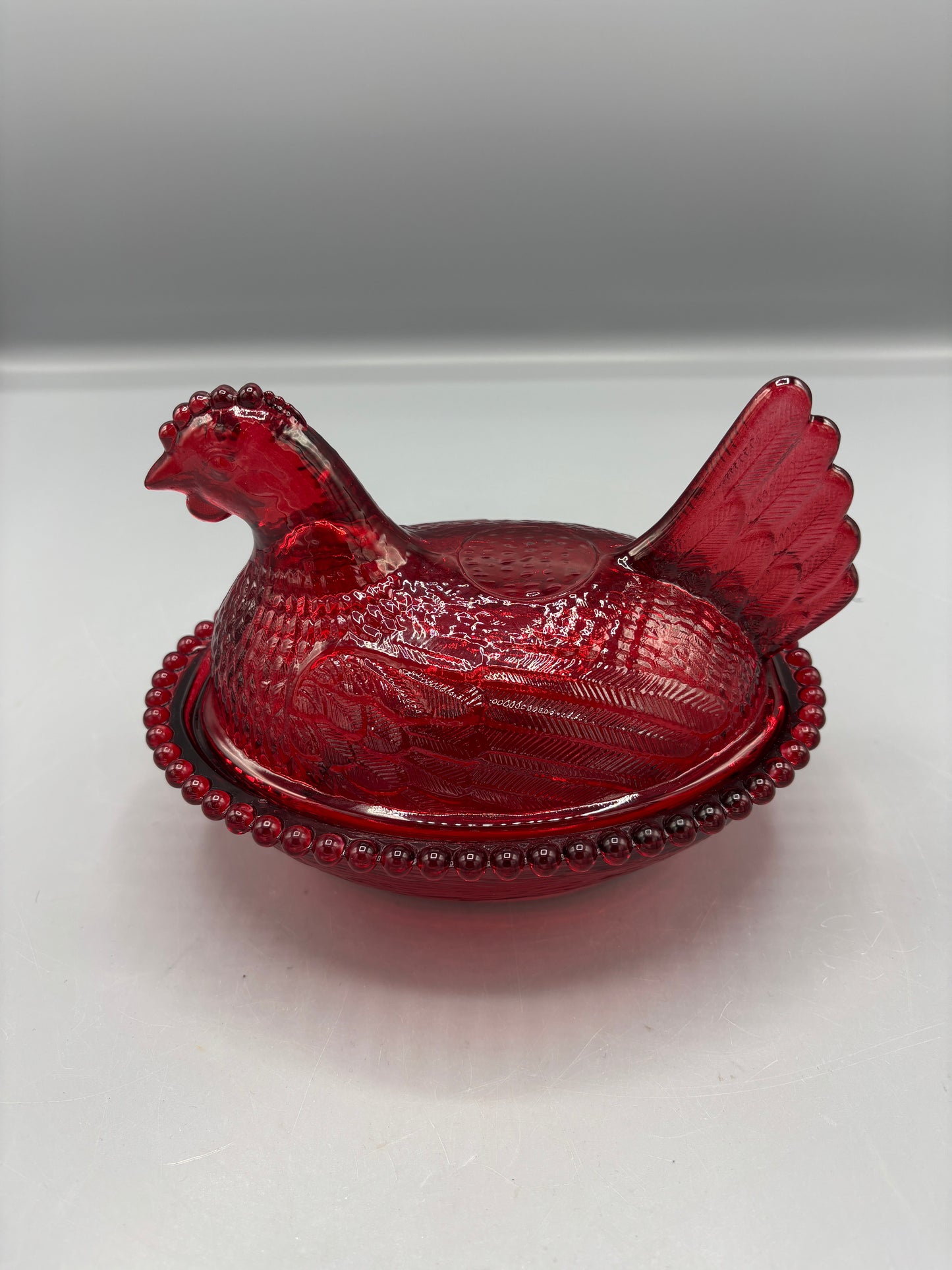 Vintage Indiana glass hen on nest