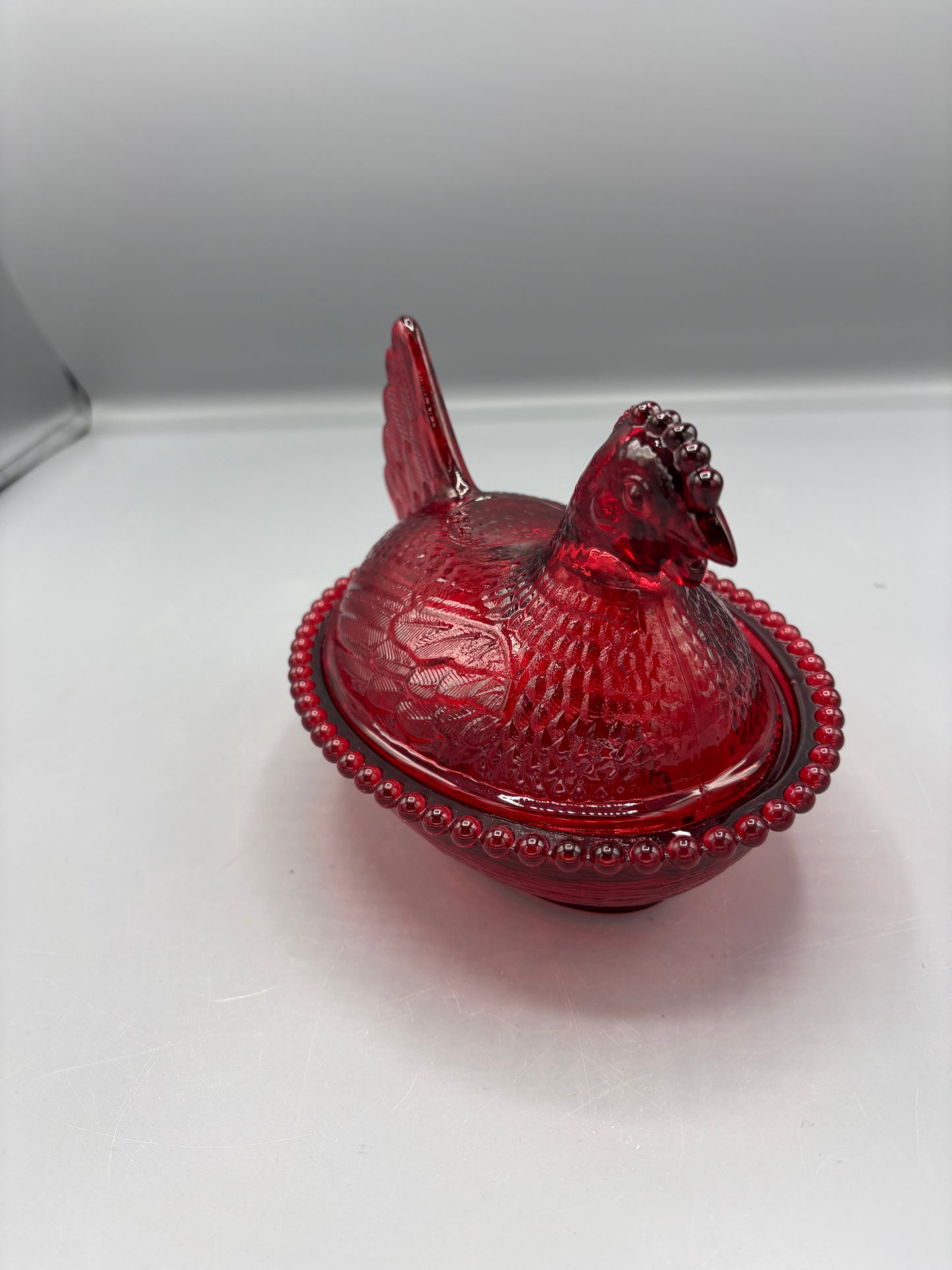 Vintage Indiana glass hen on nest