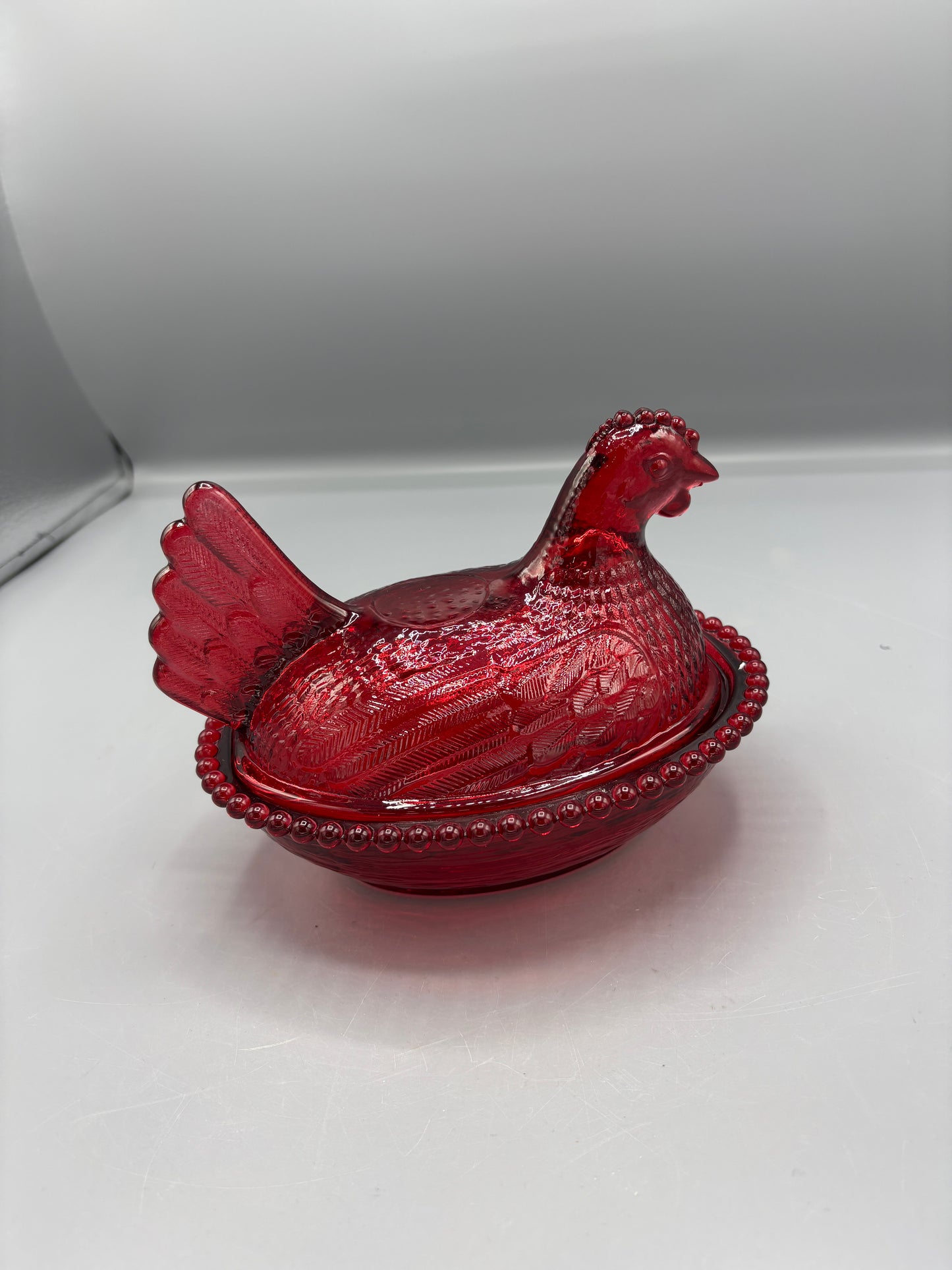 Vintage Indiana glass hen on nest