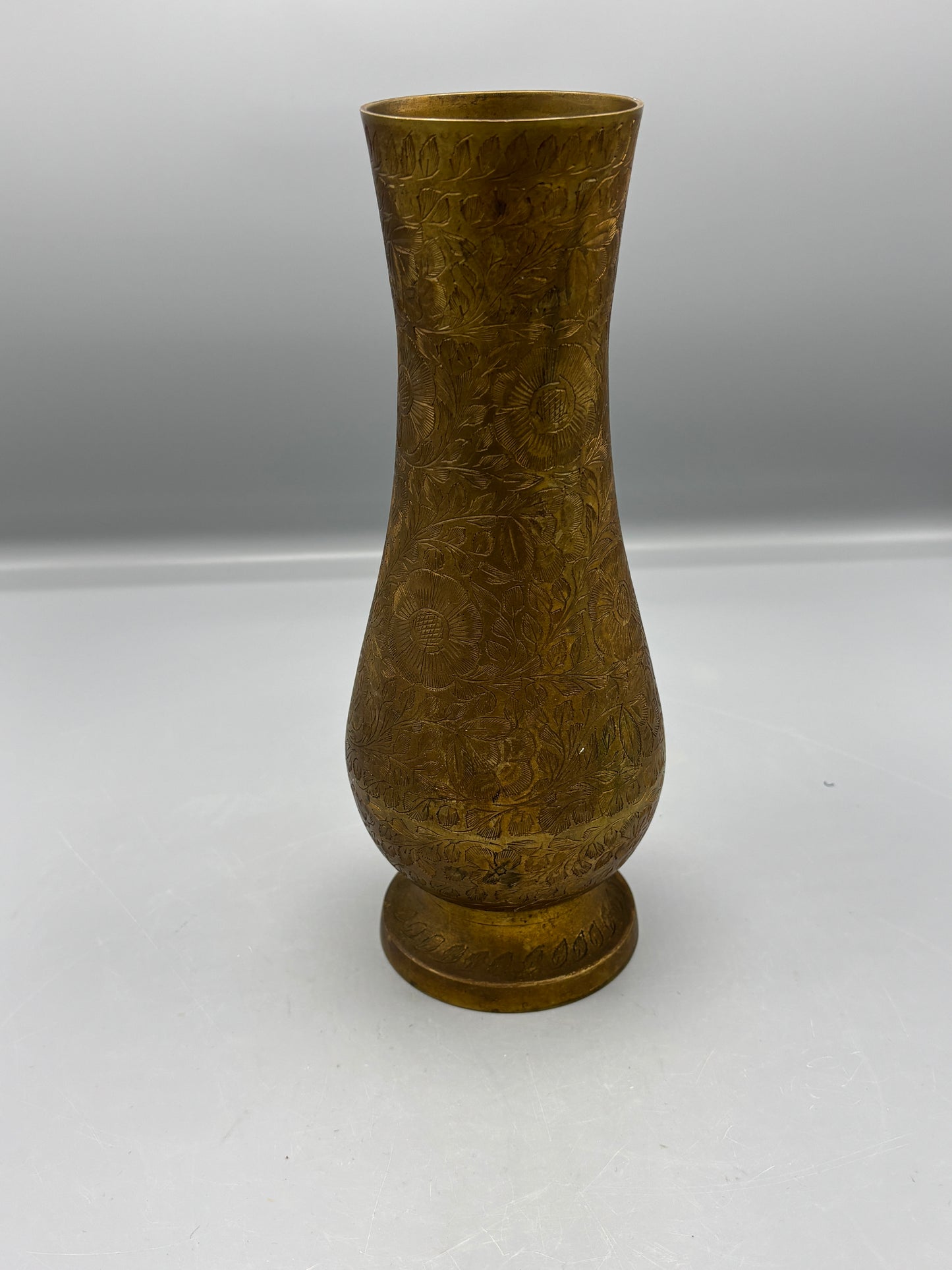 Vintage Etched brass vase