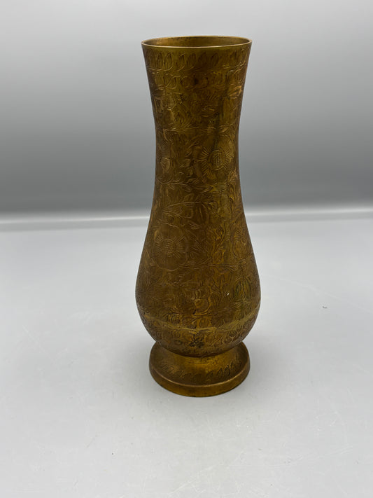 Vintage Etched brass vase