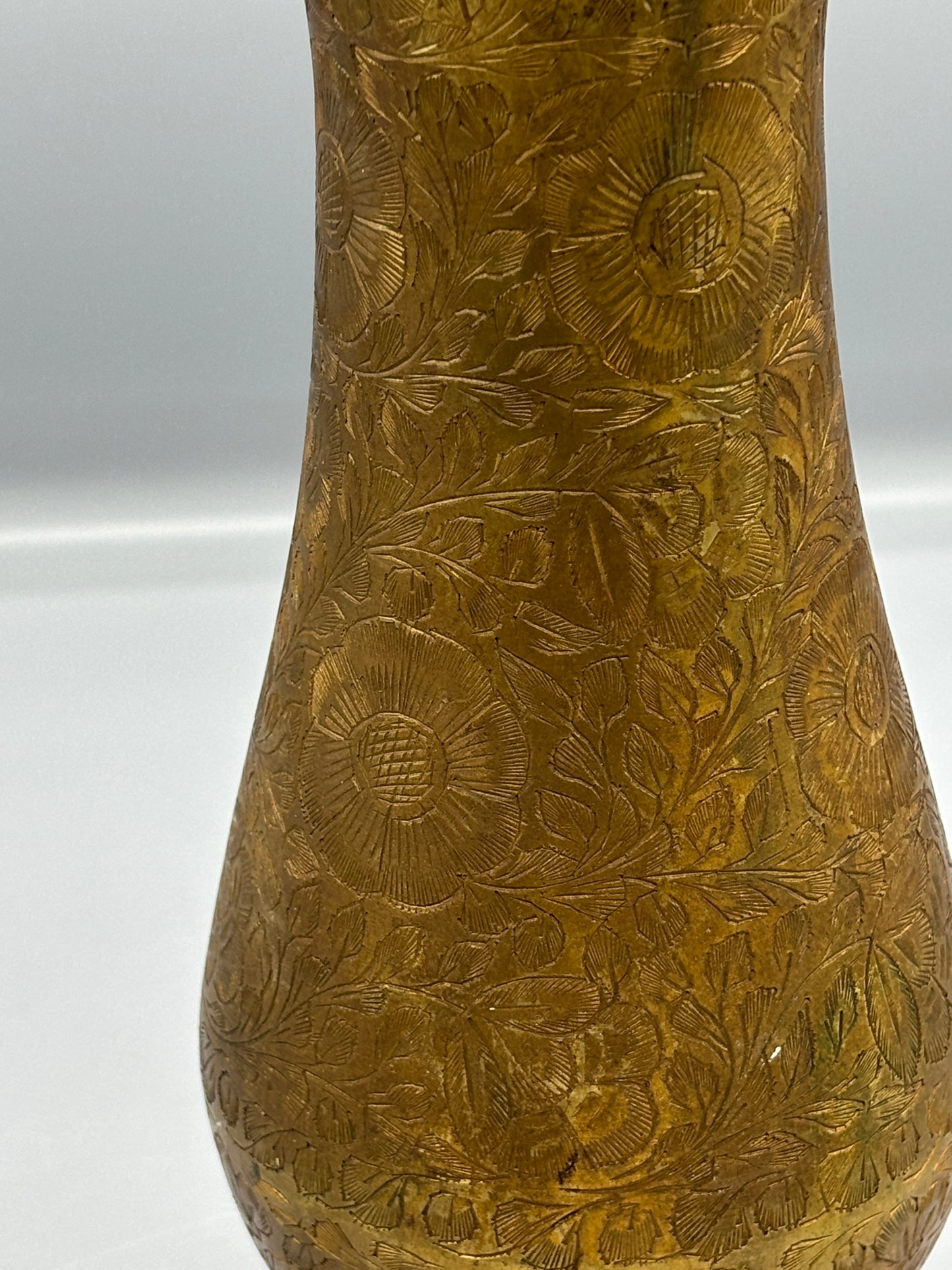 Vintage Etched brass vase