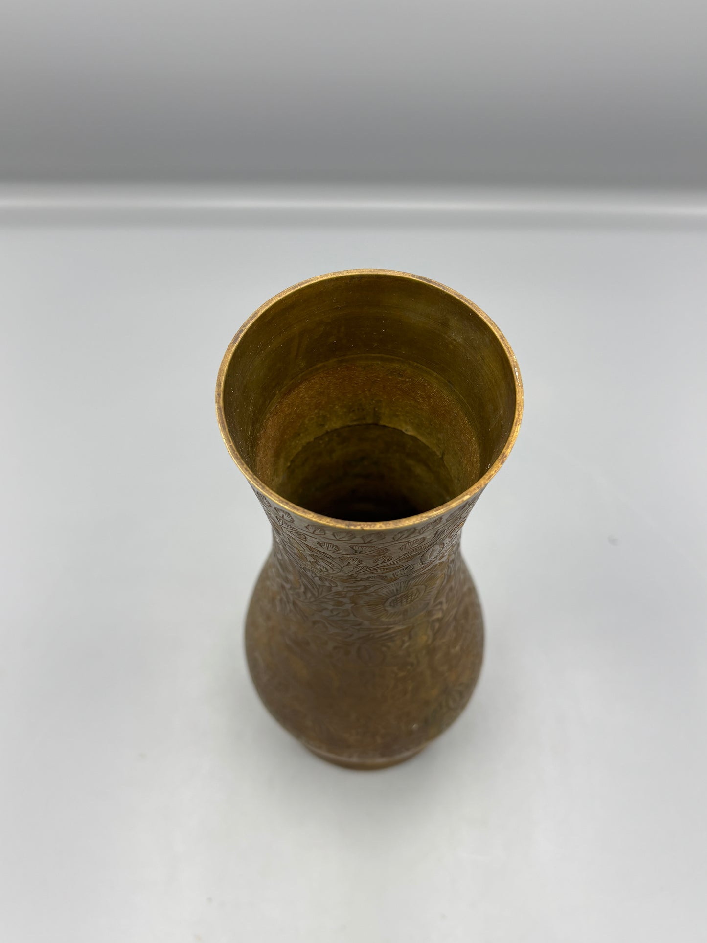 Vintage Etched brass vase