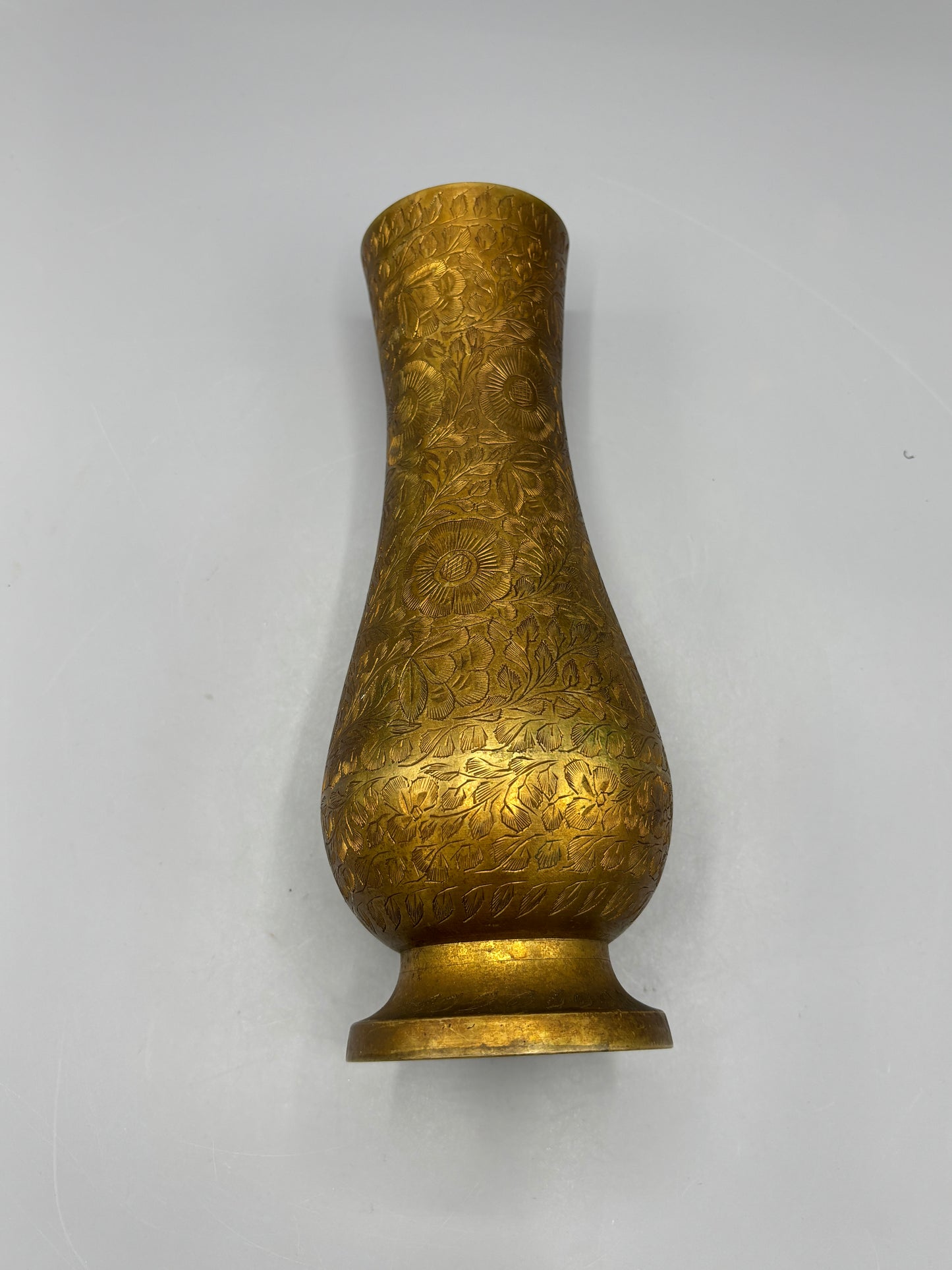 Vintage Etched brass vase