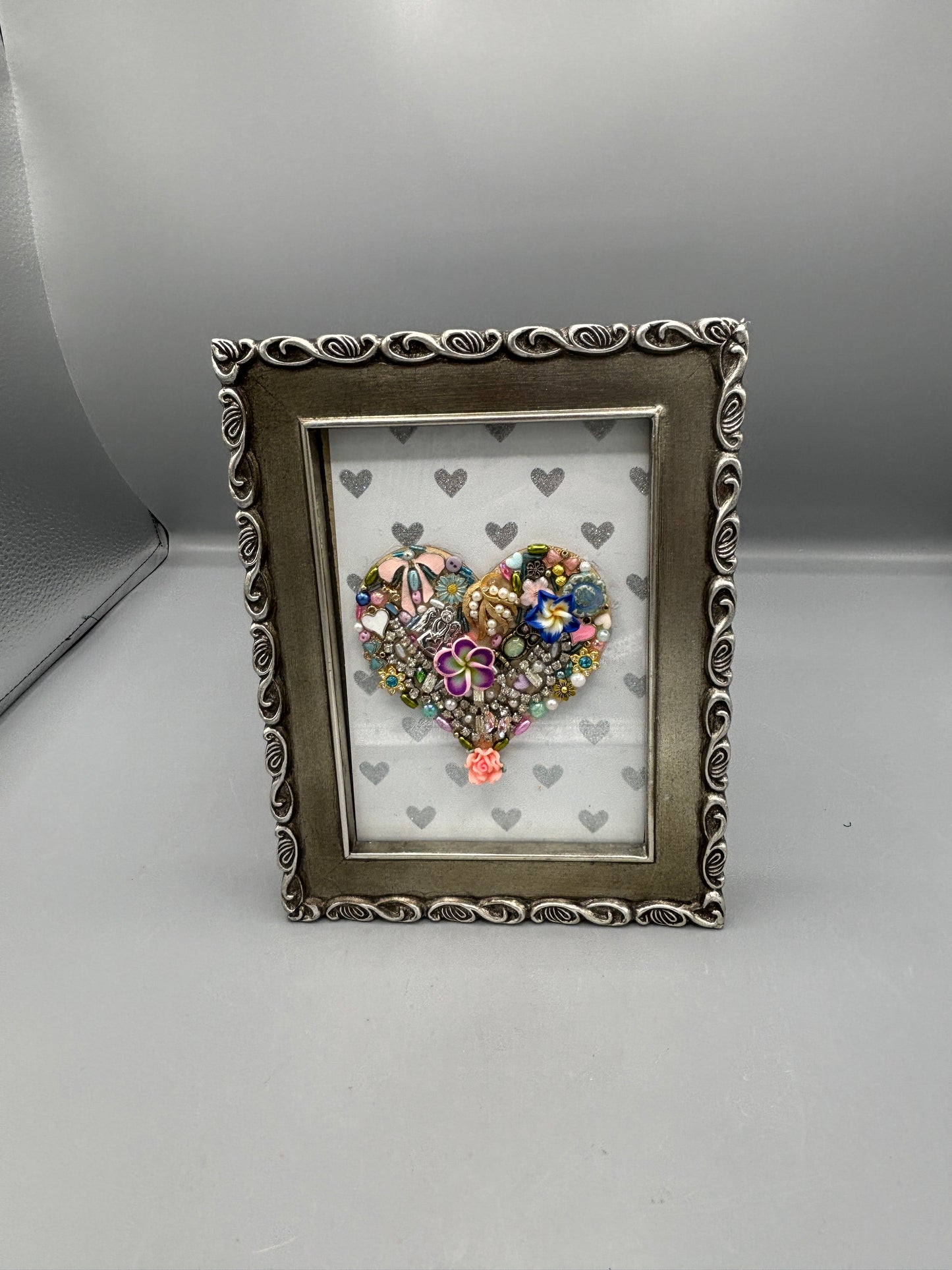 Silver framed Heart picture