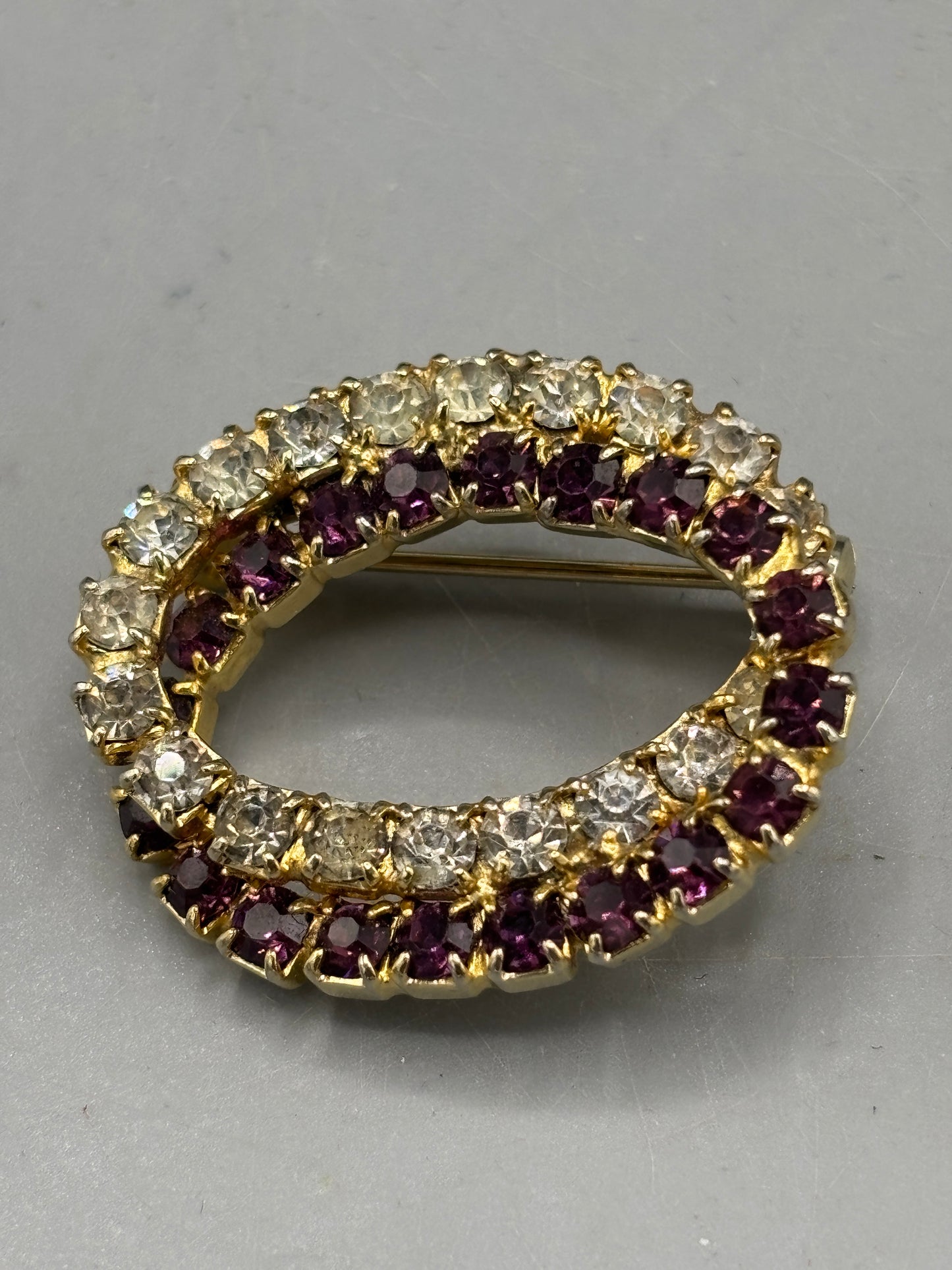 Byzantium purple & clear brooch