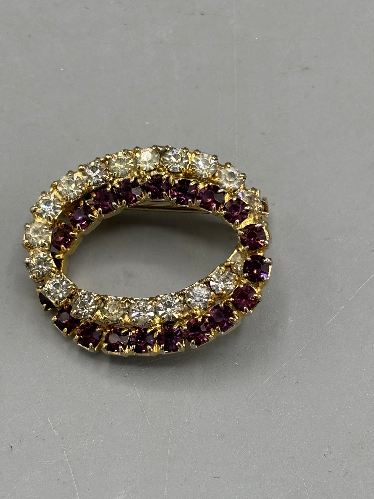 Byzantium purple & clear brooch