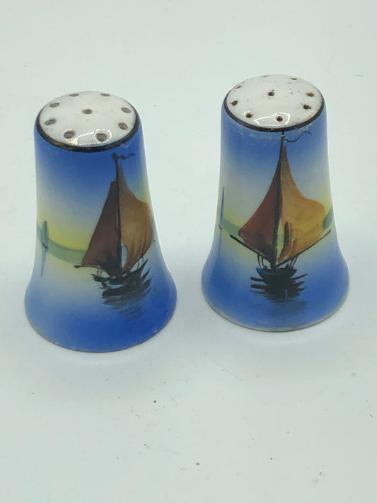 Ceramic sailboat salt & pepper shaker