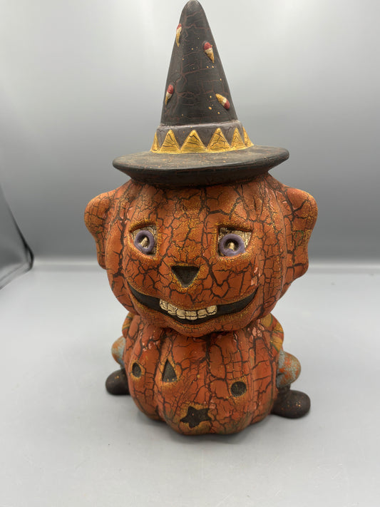 Ceramic Pumpkin cat Jack o Lantern