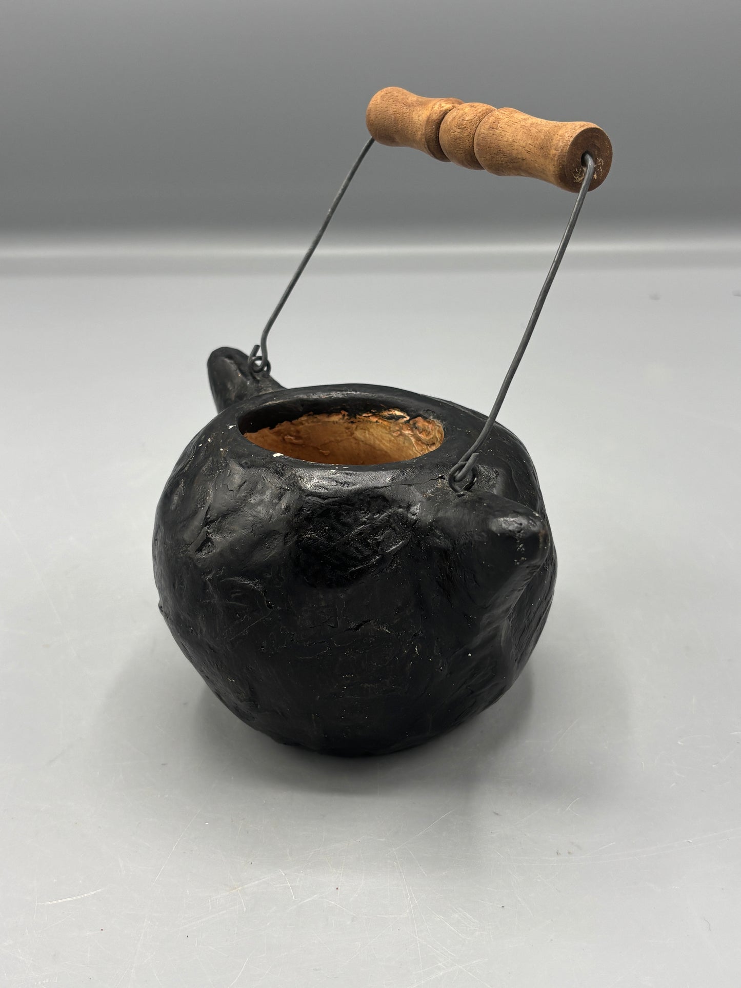 American Folk Art  black cat  bucket with gold eyes