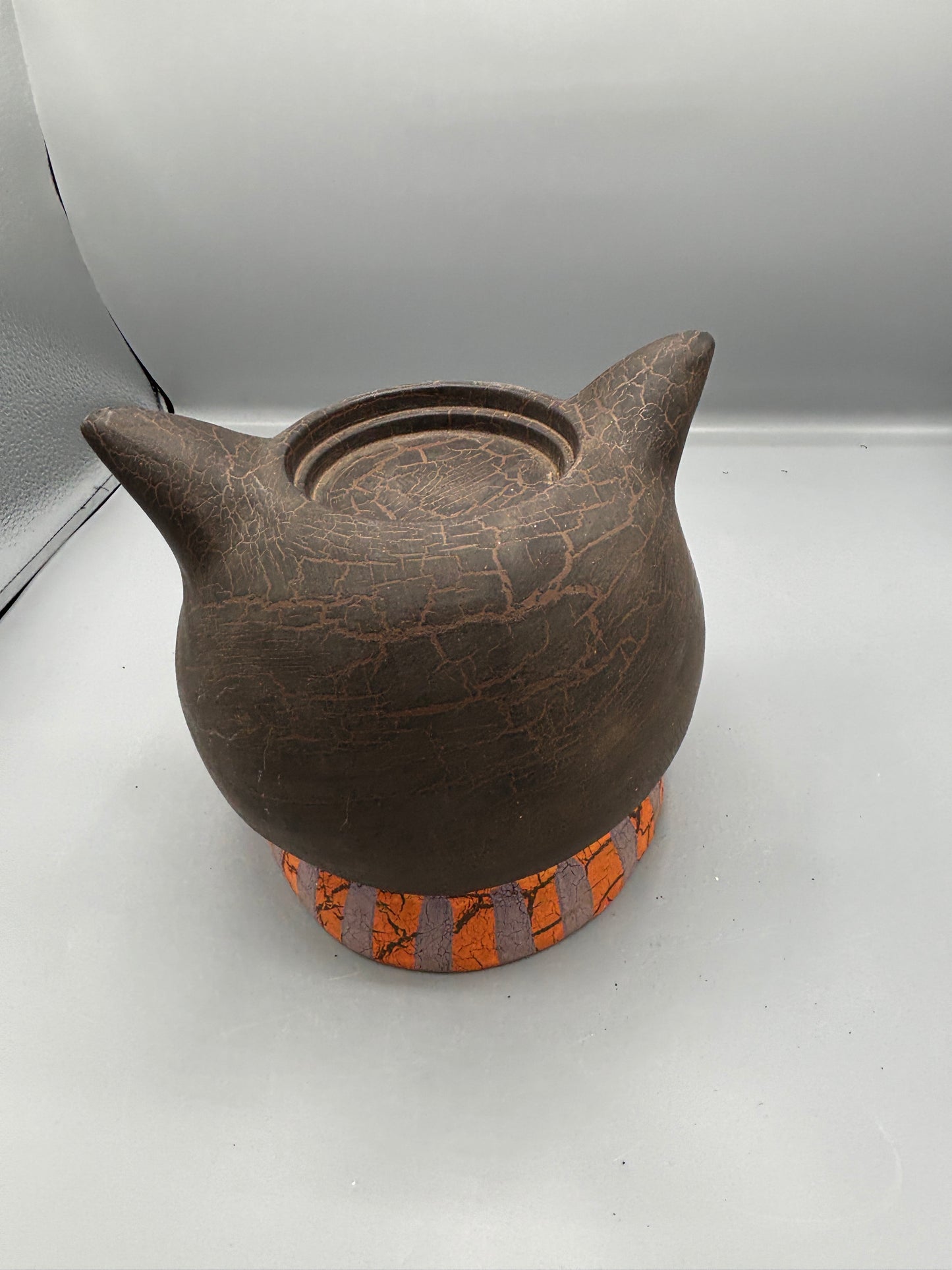 Terra Cotta Scary Cat candle holder