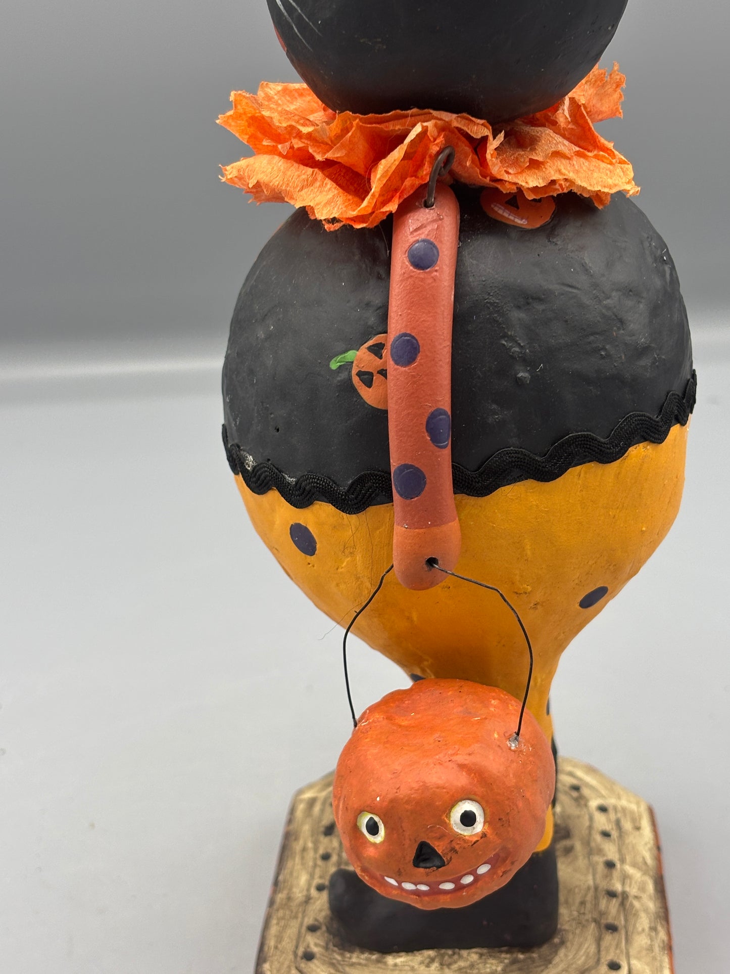 Folk Art black cat with party hat