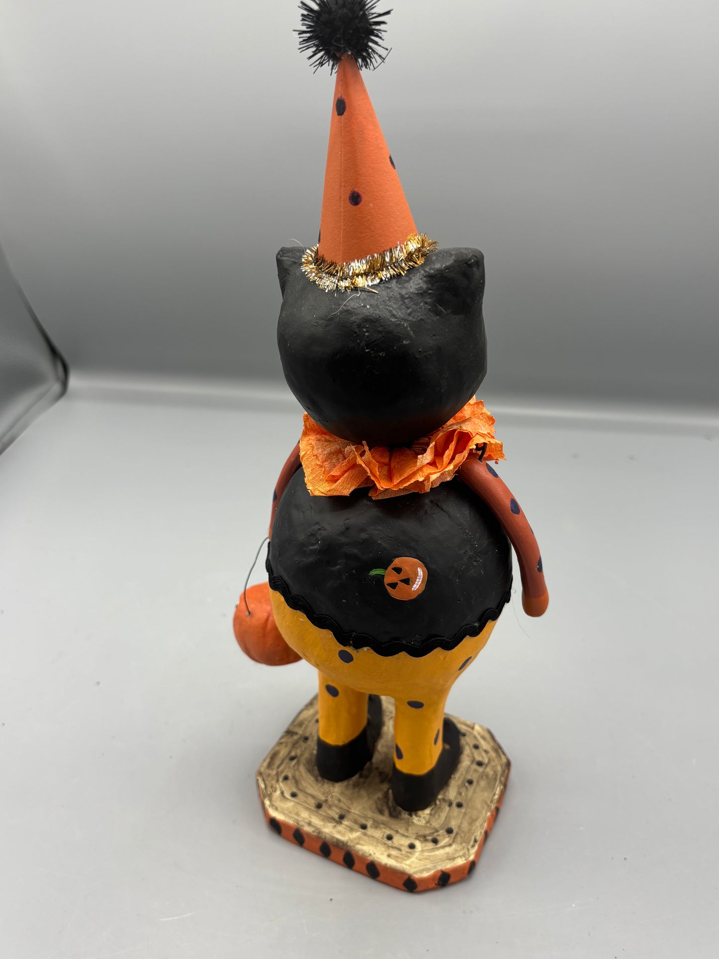 Folk Art black cat with party hat
