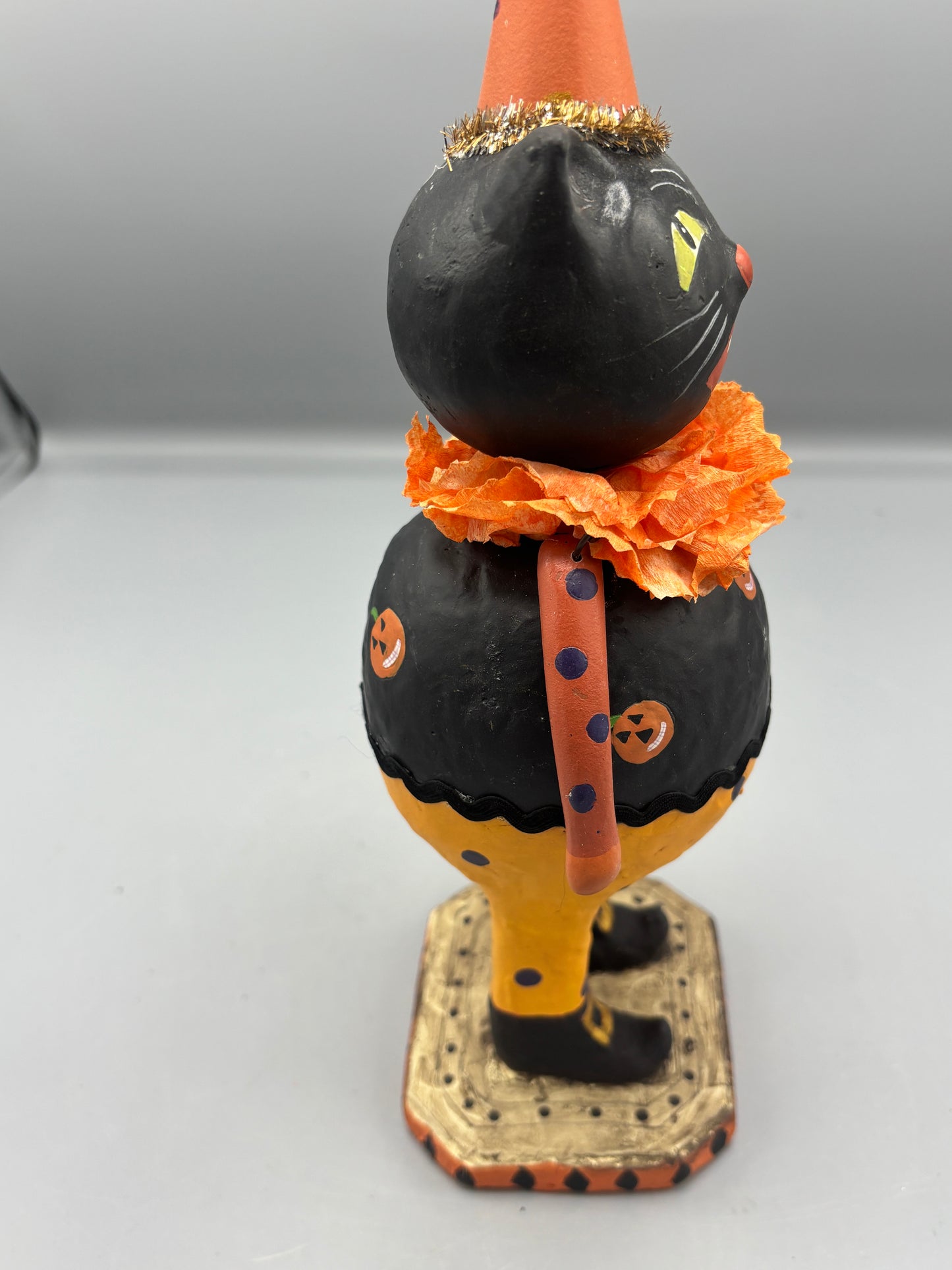 Folk Art black cat with party hat