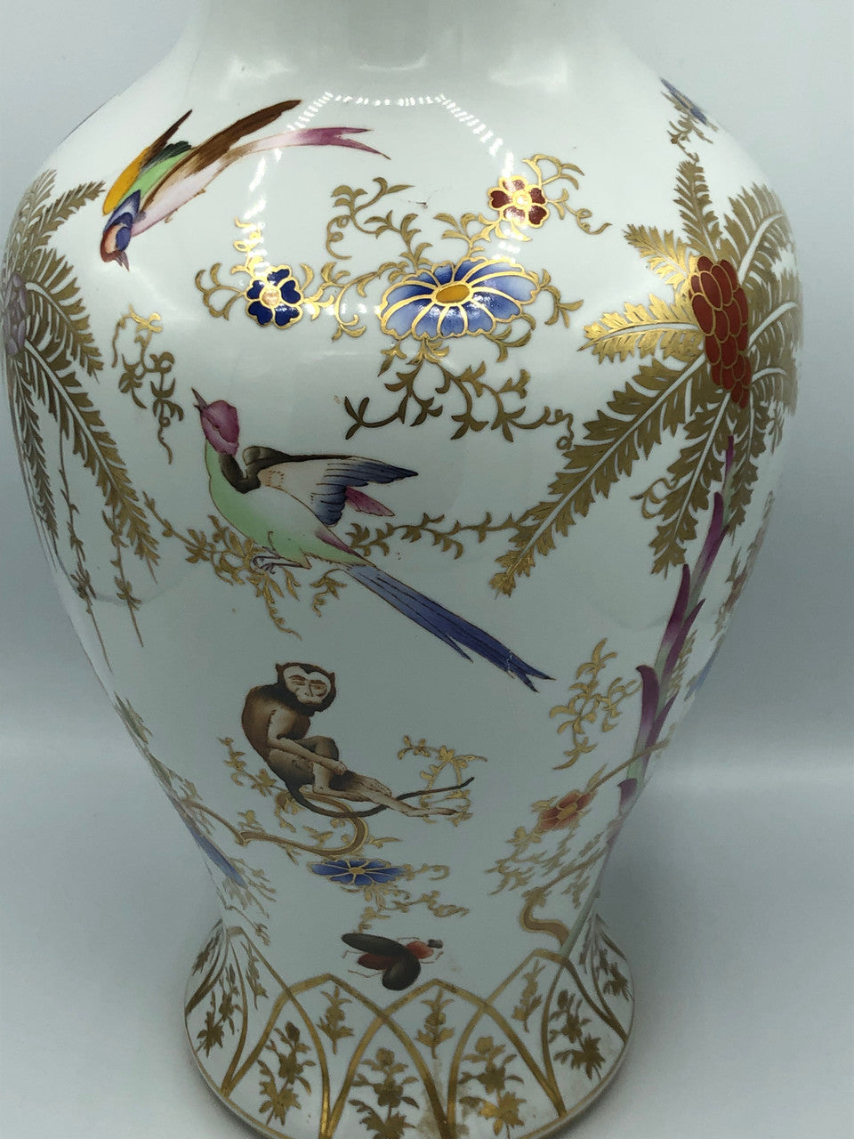 Chelsea House Large Vase with Palm Tree, Monkey, & Birds