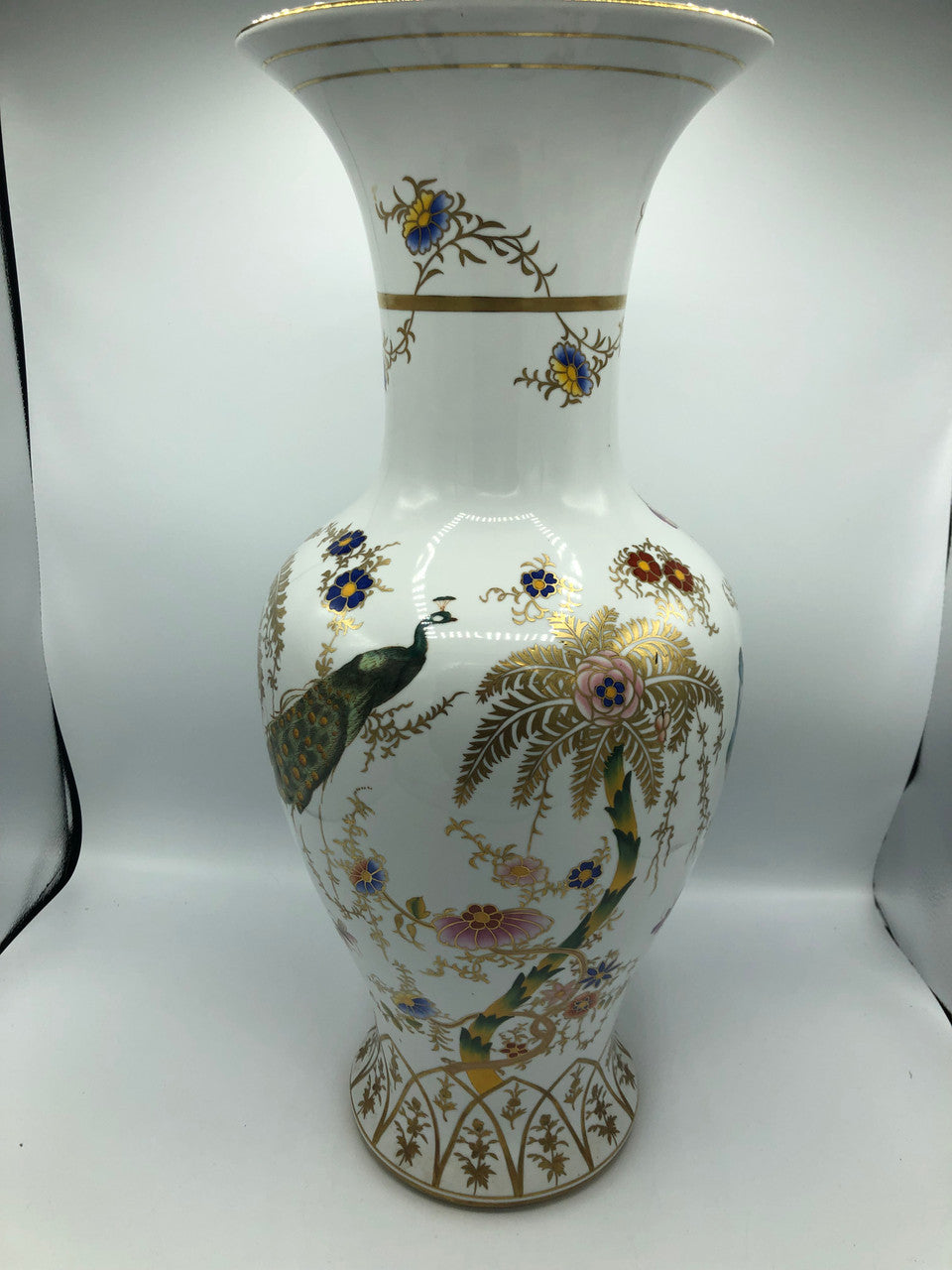 Chelsea House Large Vase with Palm Tree, Monkey, & Birds