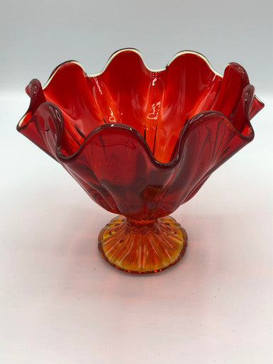 Amberina Ruffle Compote that Glows!