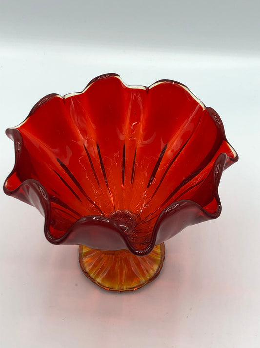 Amberina Ruffle Compote that Glows!