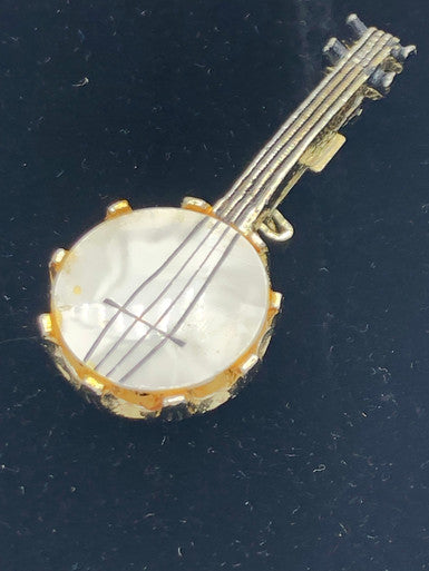 Vintage Mother of Pearl Banjo Brooch