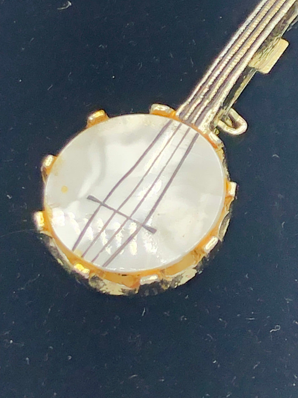 Vintage Mother of Pearl Banjo Brooch